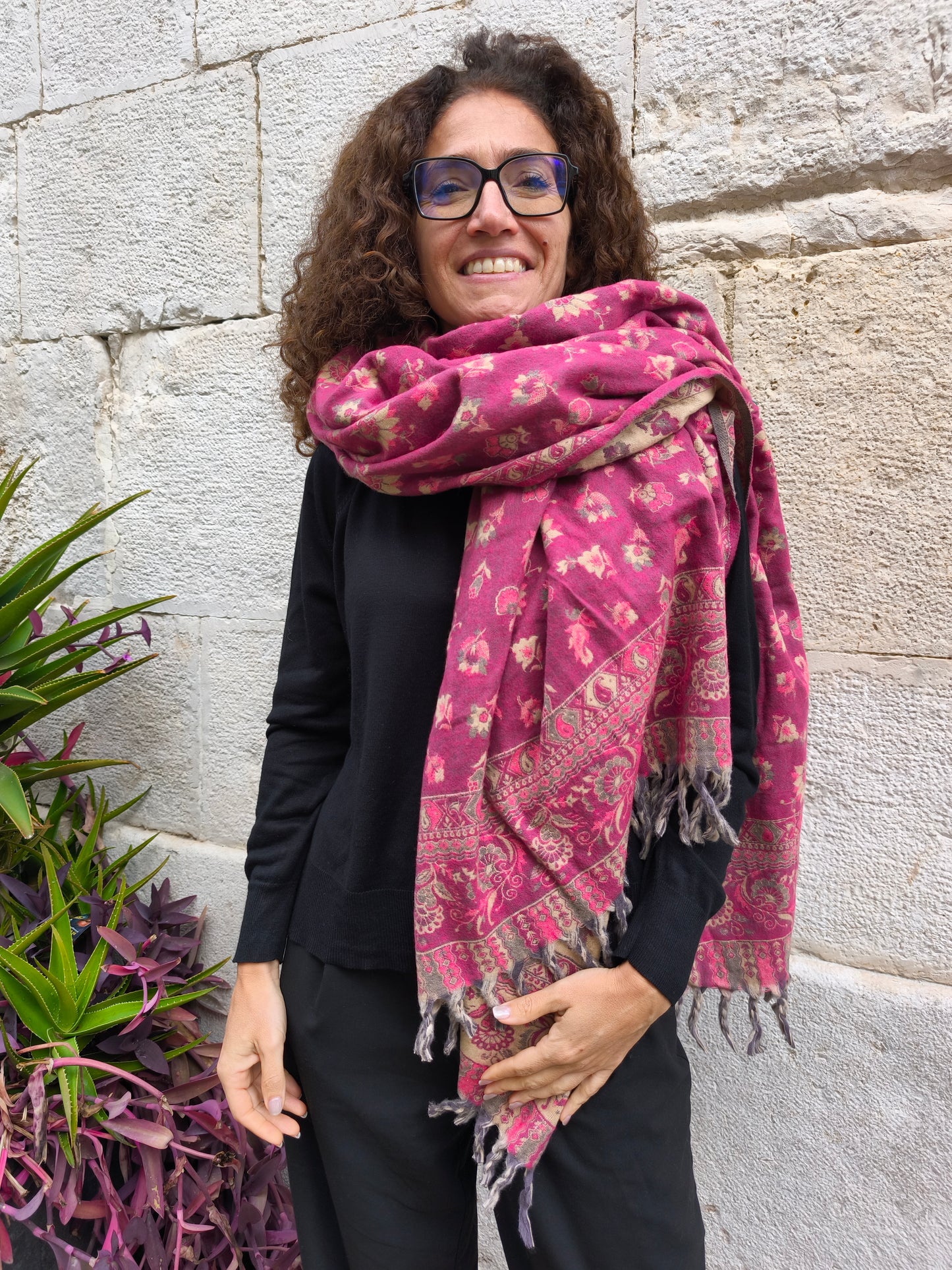 Warm Tibetan Yak Wool Shawl Scarf Stole Pashmina Blanket 125A