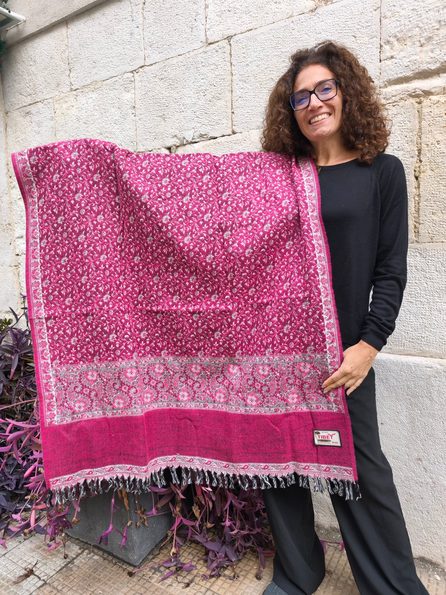 Warm Tibetan Yak Wool Shawl Scarf Stole Pashmina Blanket 126A