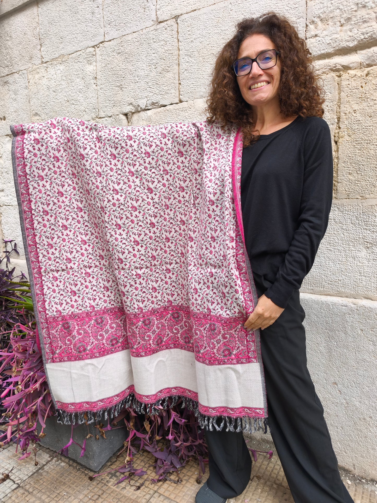 Warm Tibetan Yak Wool Shawl Scarf Stole Pashmina Blanket 126A