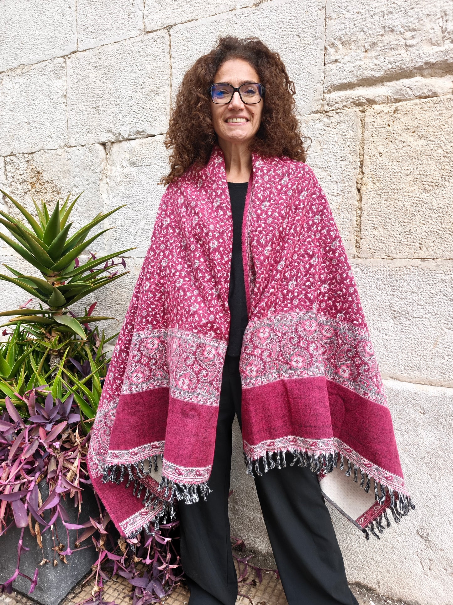 Warm Tibetan Yak Wool Shawl Scarf Stole Pashmina Blanket 126A