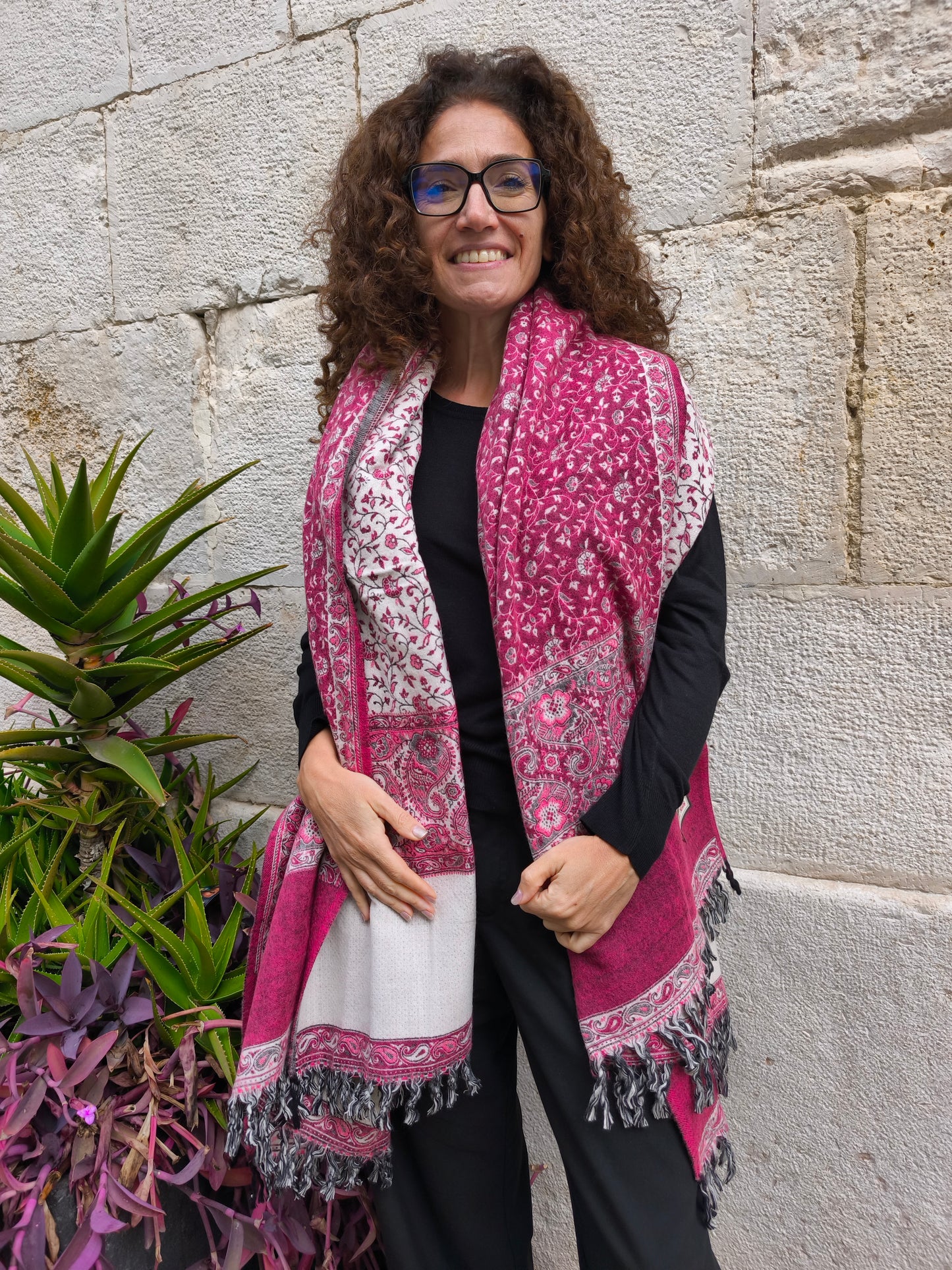 Warm Tibetan Yak Wool Shawl Scarf Stole Pashmina Blanket 126A