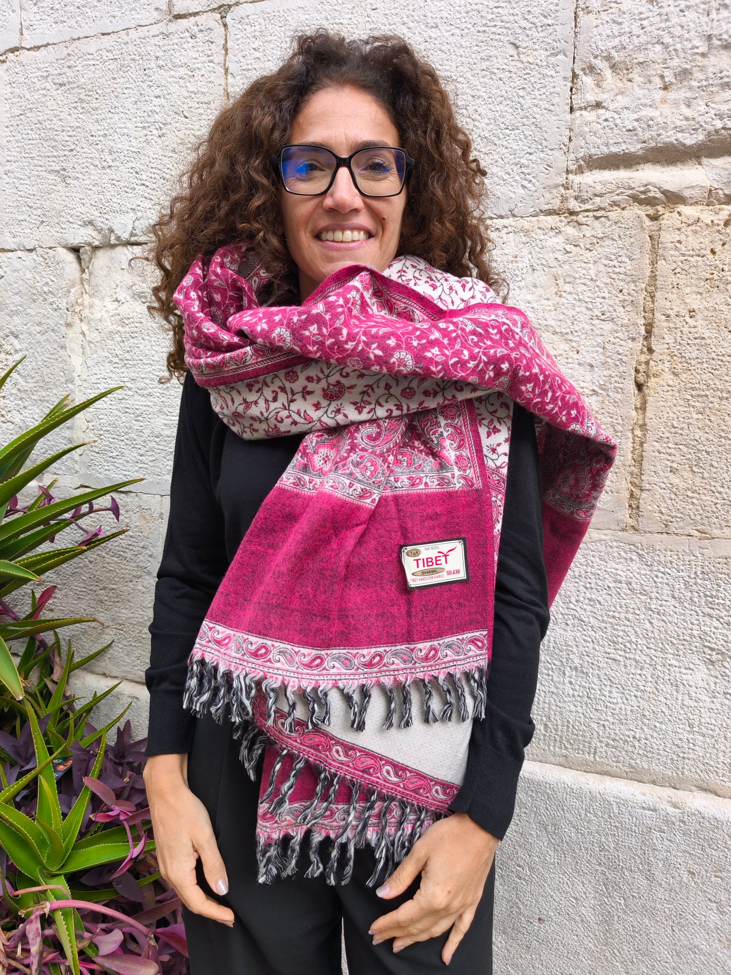 Warm Tibetan Yak Wool Shawl Scarf Stole Pashmina Blanket 126A