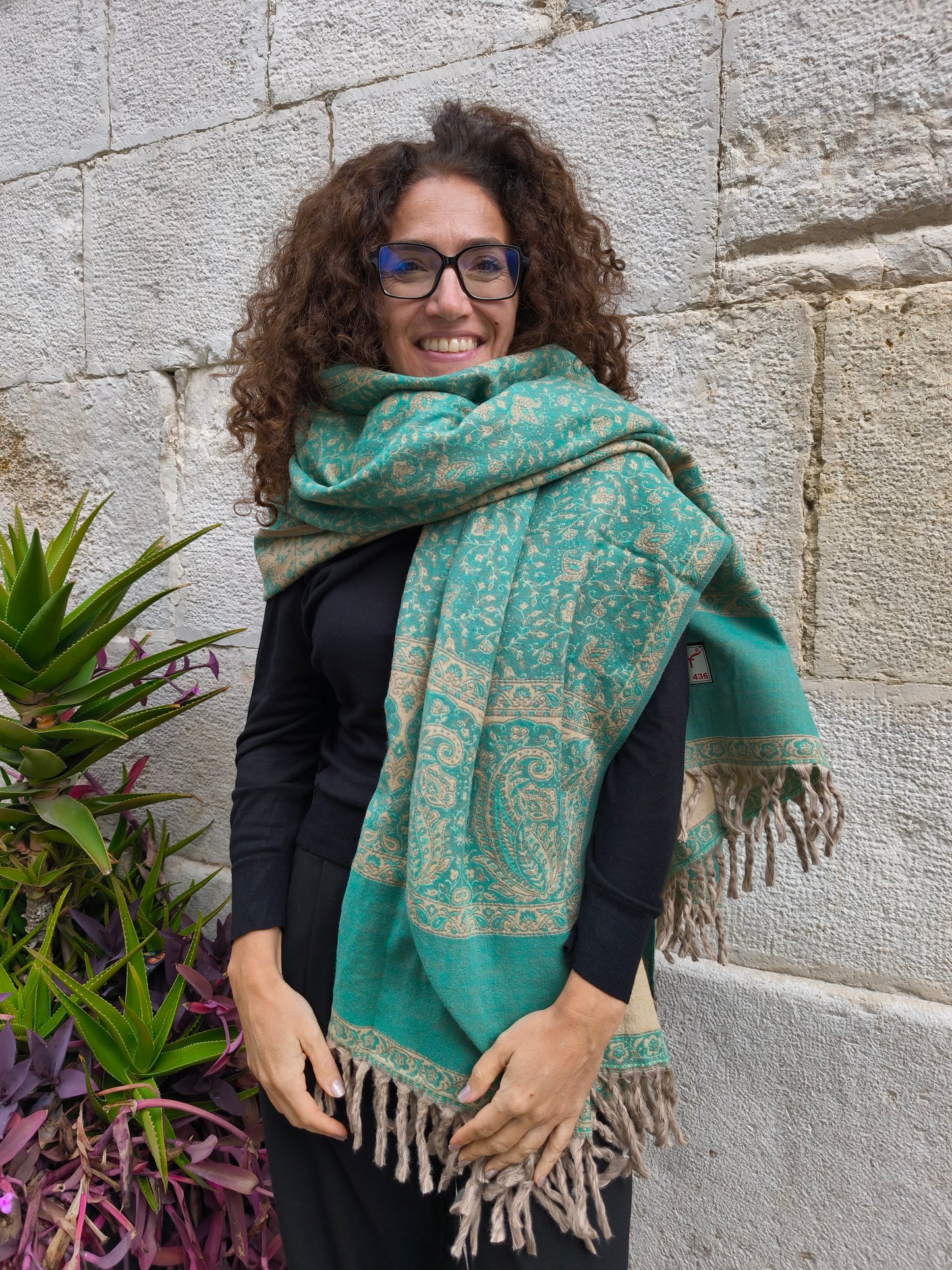 Warm Tibetan Yak Wool Shawl Scarf Stole Pashmina Blanket 128A