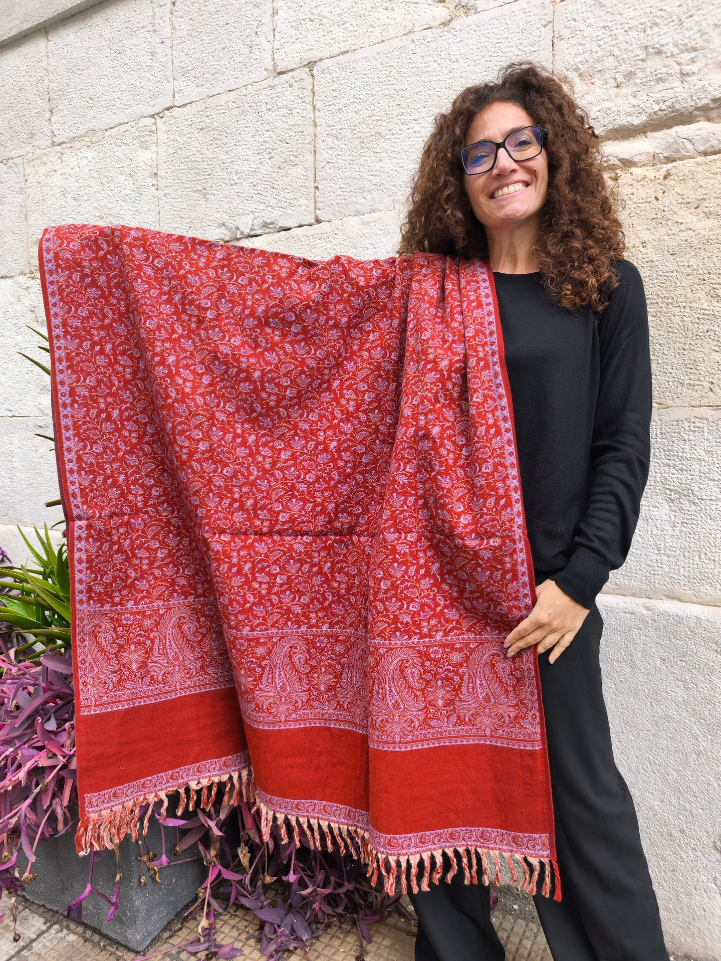 Warm Tibetan Yak Wool Shawl Scarf Stole Pashmina Blanket 129A