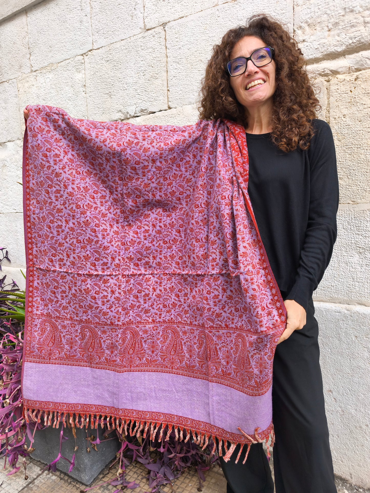 Warm Tibetan Yak Wool Shawl Scarf Stole Pashmina Blanket 129A