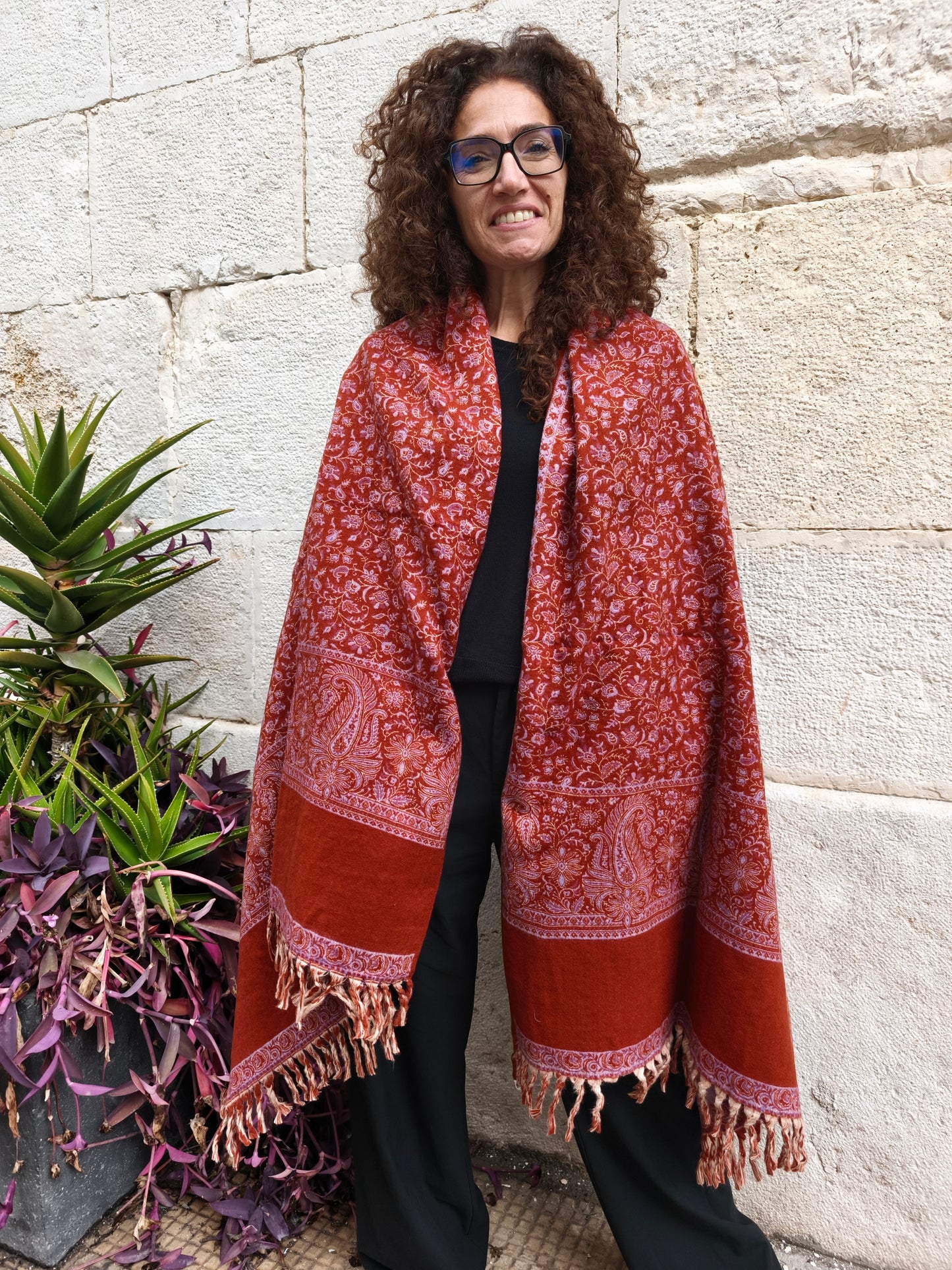 Warm Tibetan Yak Wool Shawl Scarf Stole Pashmina Blanket 129A