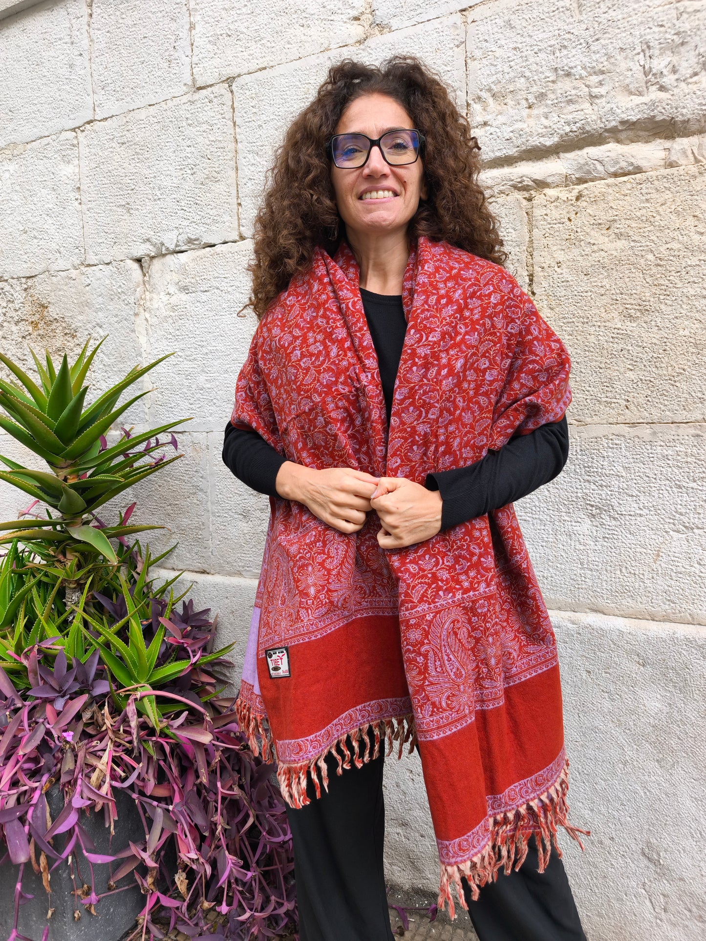 Warm Tibetan Yak Wool Shawl Scarf Stole Pashmina Blanket 129A