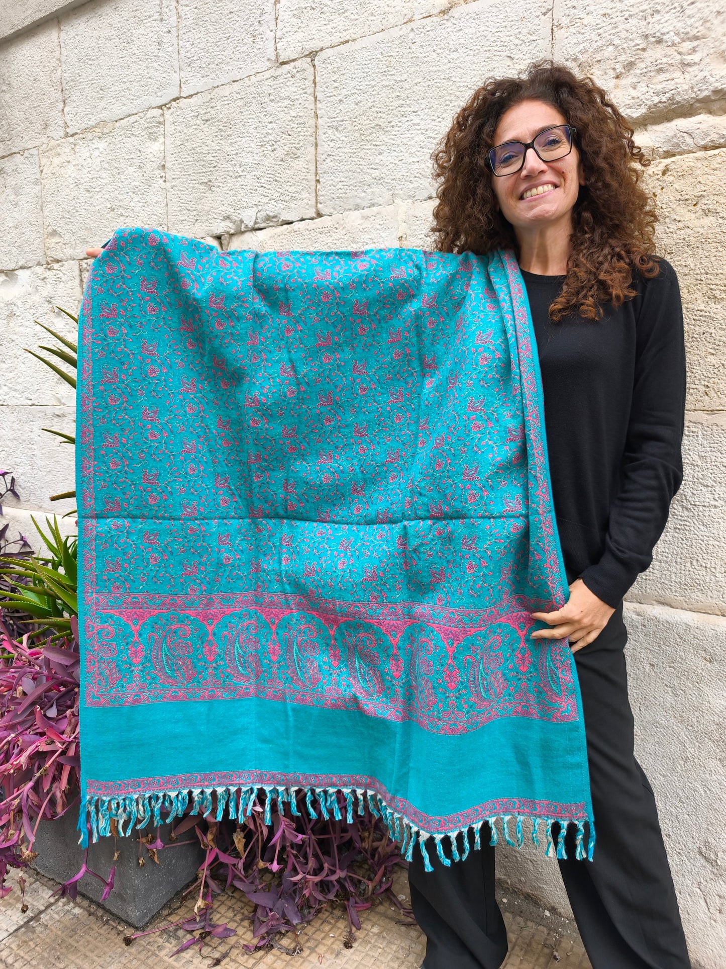 Warm Tibetan Yak Wool Shawl Scarf Stole Pashmina Blanket 130A