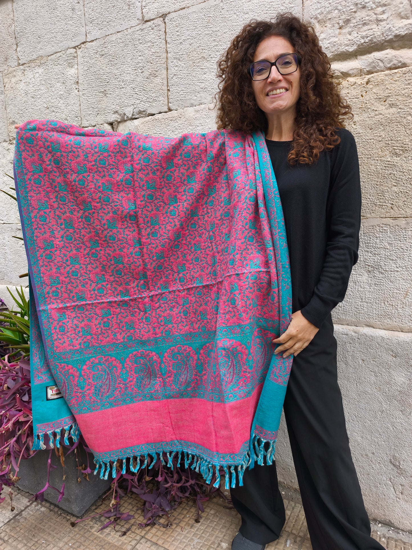 Warm Tibetan Yak Wool Shawl Scarf Stole Pashmina Blanket 130A