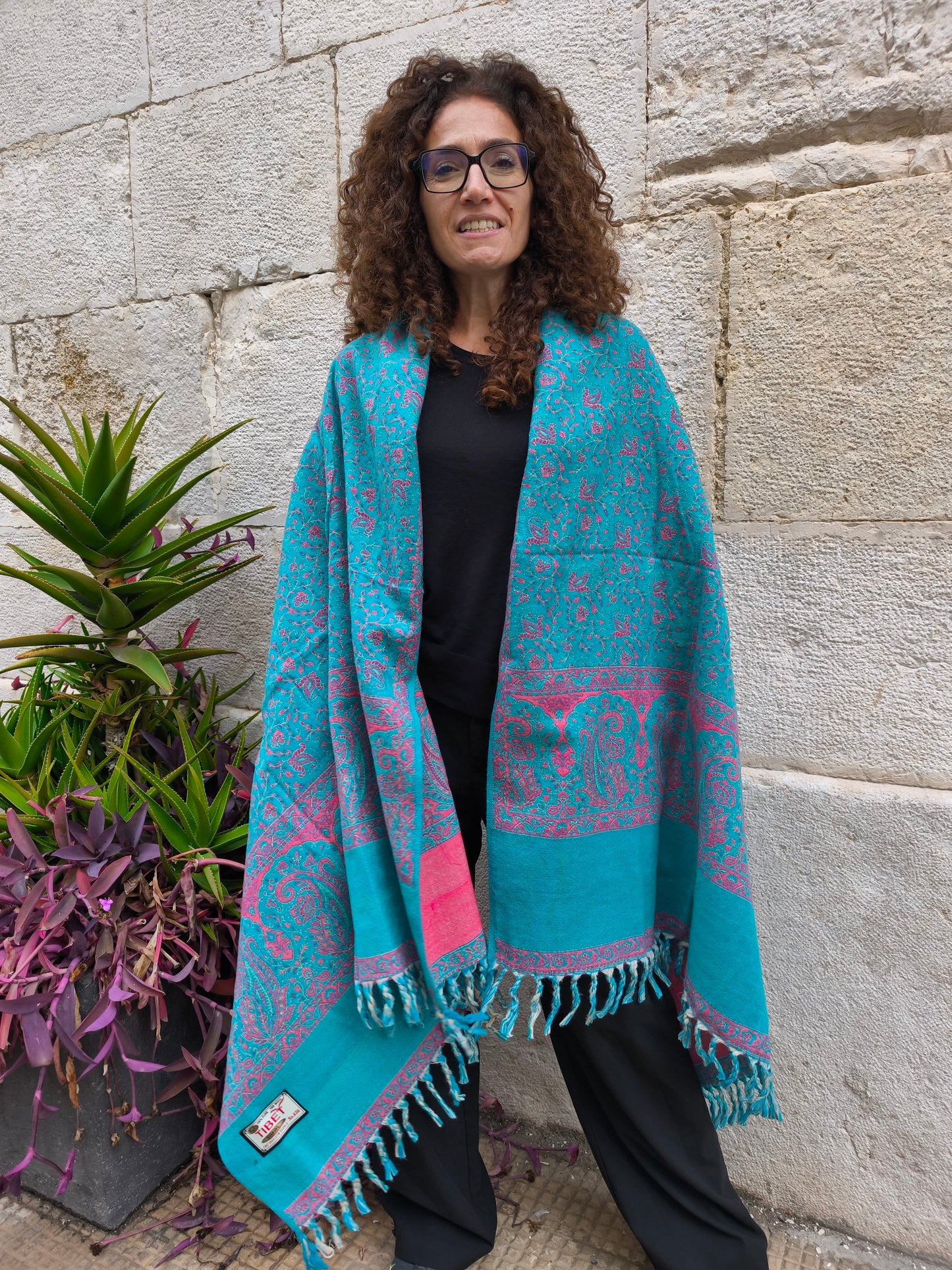 Warm Tibetan Yak Wool Shawl Scarf Stole Pashmina Blanket 130A