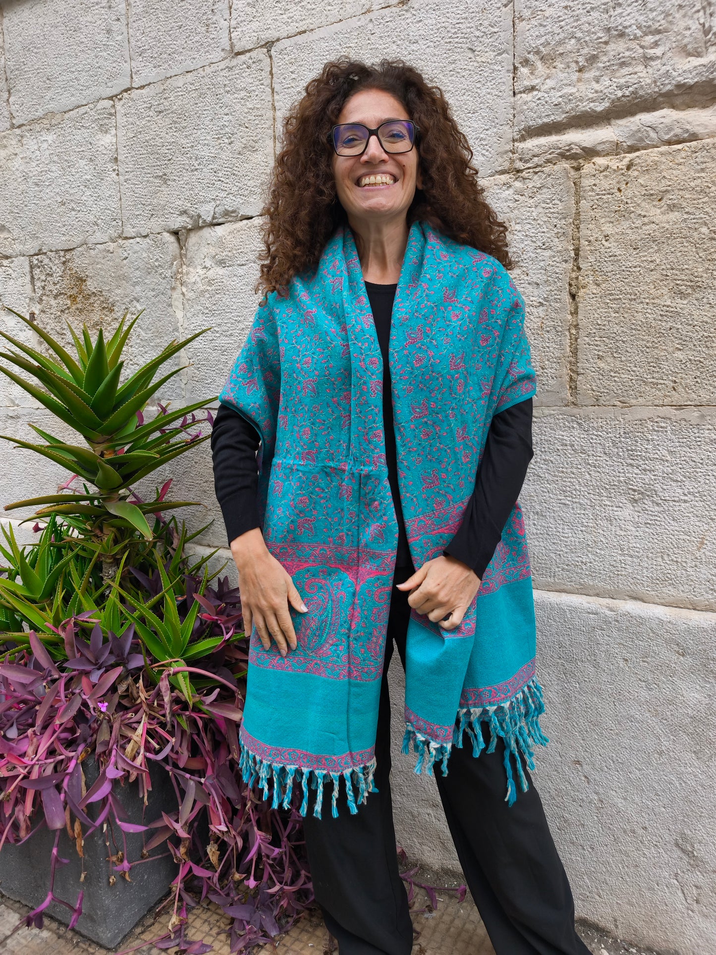 Warm Tibetan Yak Wool Shawl Scarf Stole Pashmina Blanket 130A