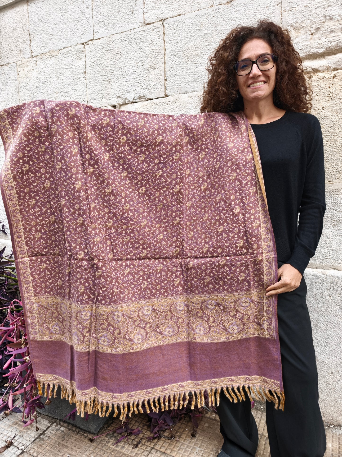 Warm Yak Wool Pashmina Shawl Scarf Stole Blanket Tibet 131A