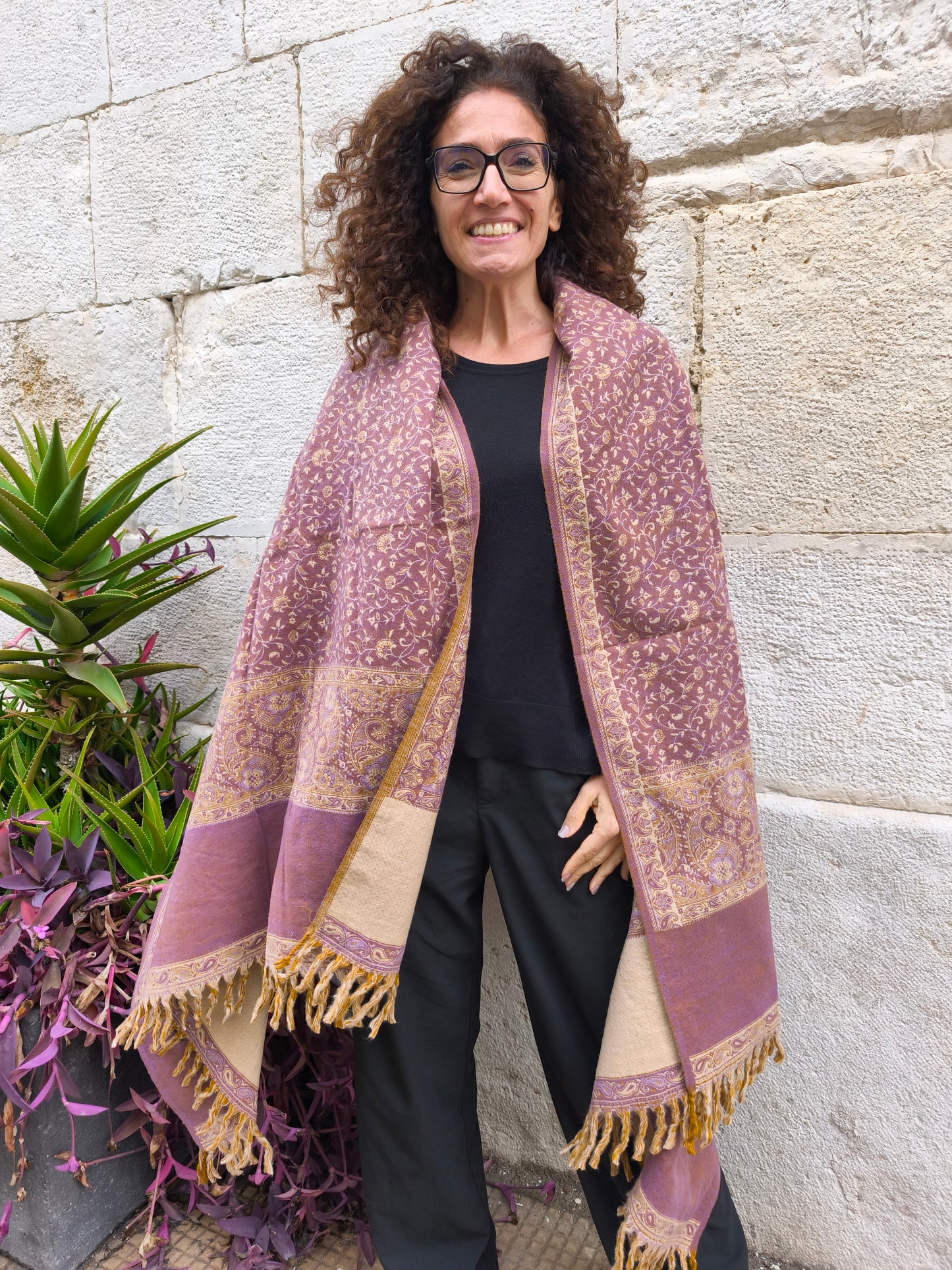 Warm Yak Wool Pashmina Shawl Scarf Stole Blanket Tibet 131A