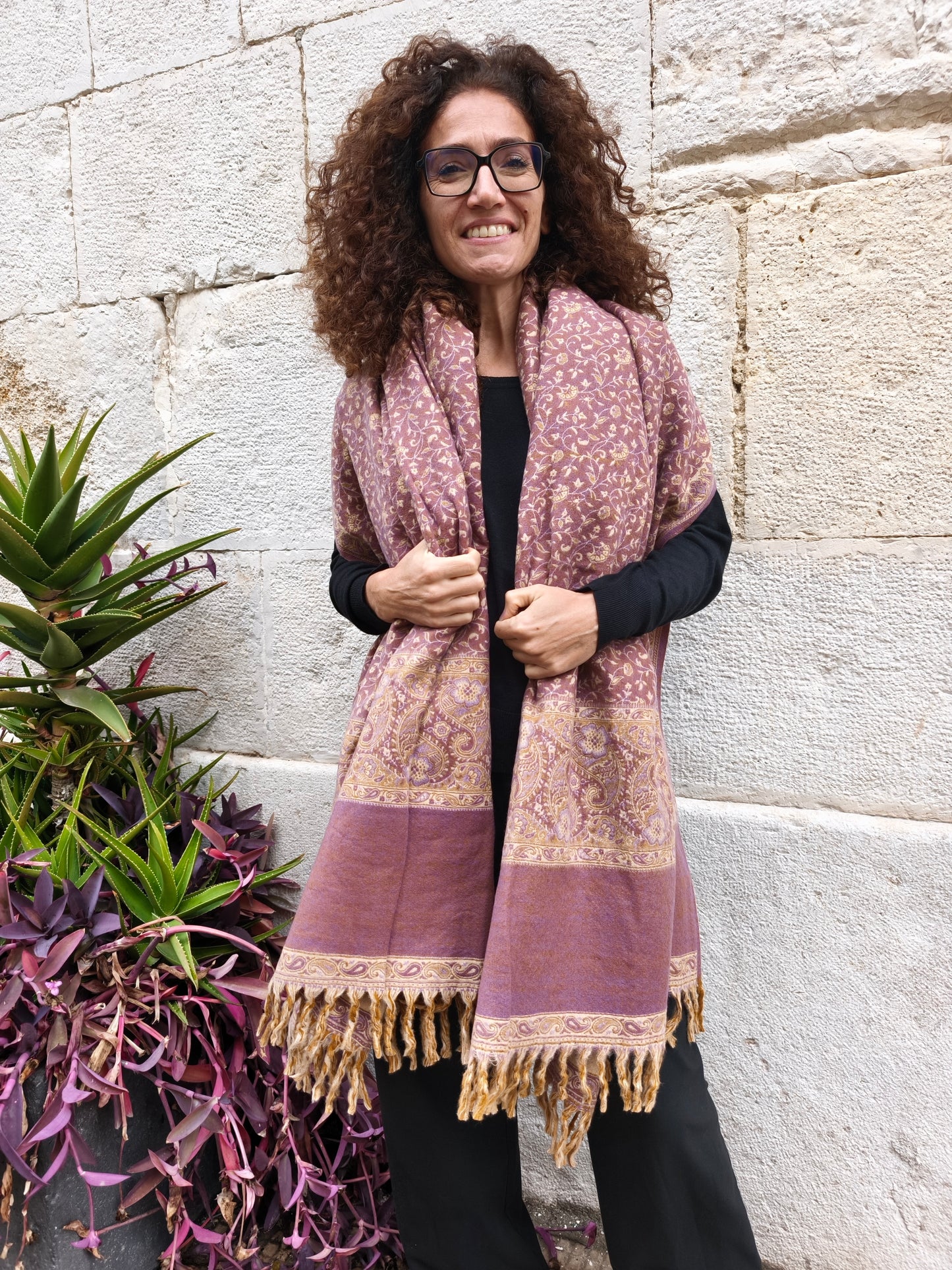 Warm Yak Wool Pashmina Shawl Scarf Stole Blanket Tibet 131A