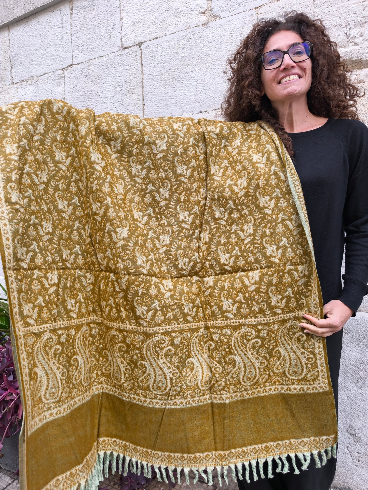 Warm Tibetan Yak Wool Shawl Scarf Stole Pashmina Blanket 134A