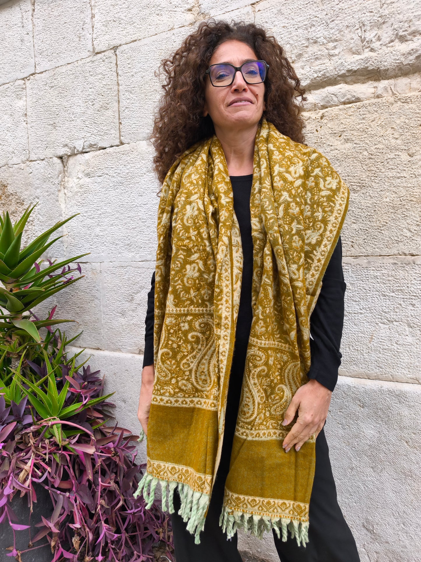 Warm Tibetan Yak Wool Shawl Scarf Stole Pashmina Blanket 134A