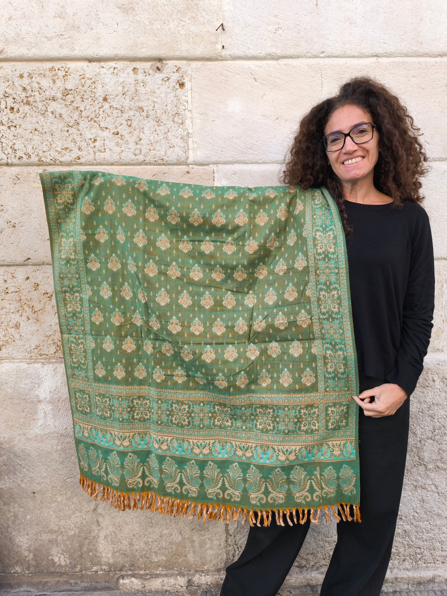 Warm Tibetan Yak Wool Shawl Scarf Stole Pashmina Blanket 136A