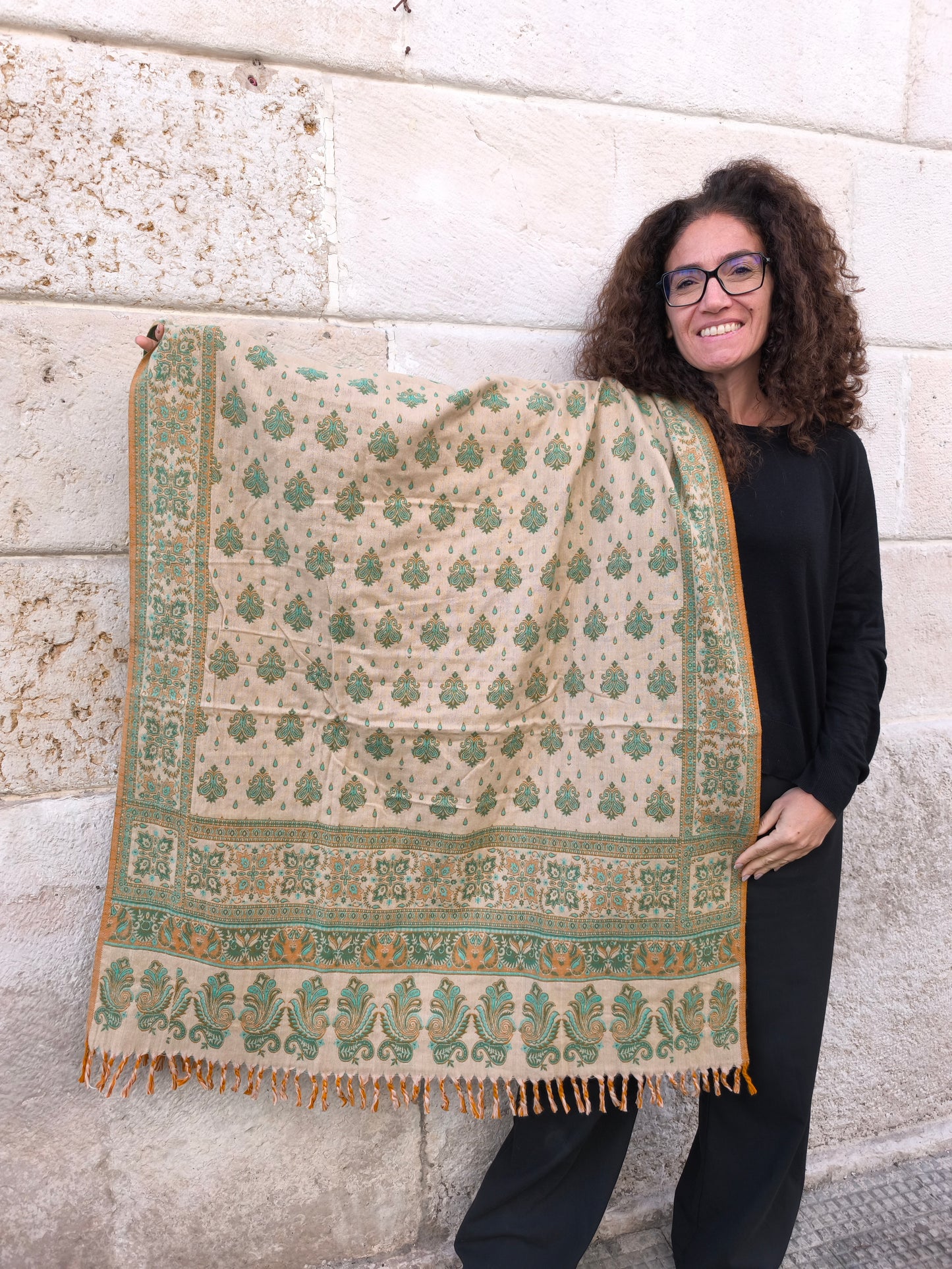 Warm Tibetan Yak Wool Shawl Scarf Stole Pashmina Blanket 136A