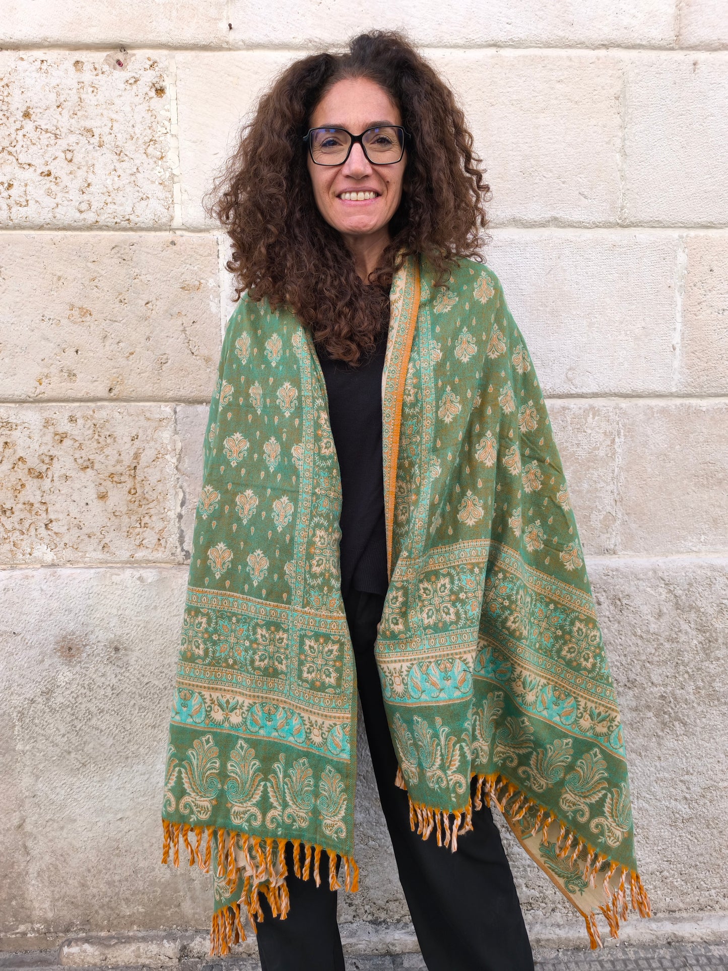 Warm Tibetan Yak Wool Shawl Scarf Stole Pashmina Blanket 136A