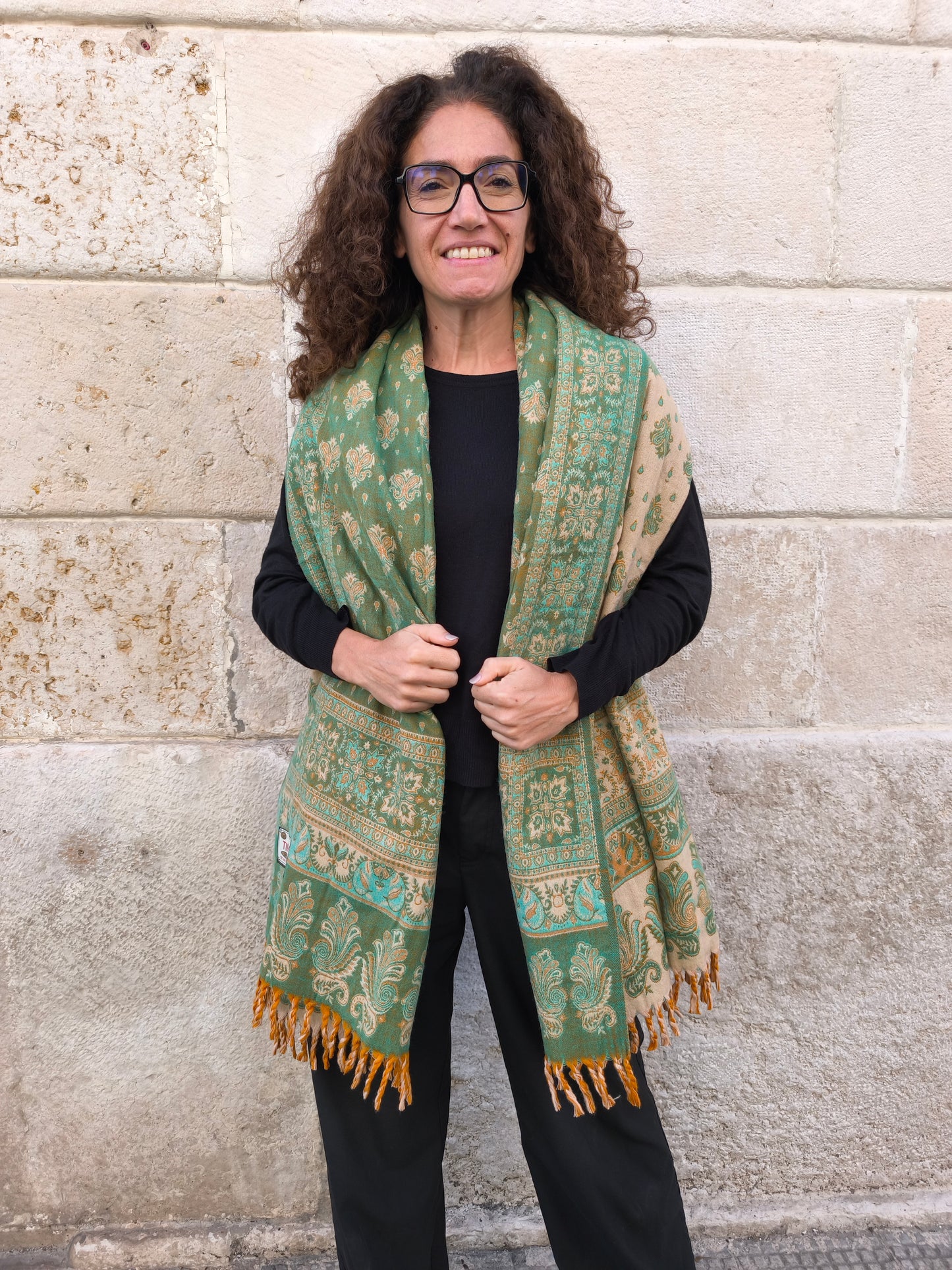 Warm Tibetan Yak Wool Shawl Scarf Stole Pashmina Blanket 136A