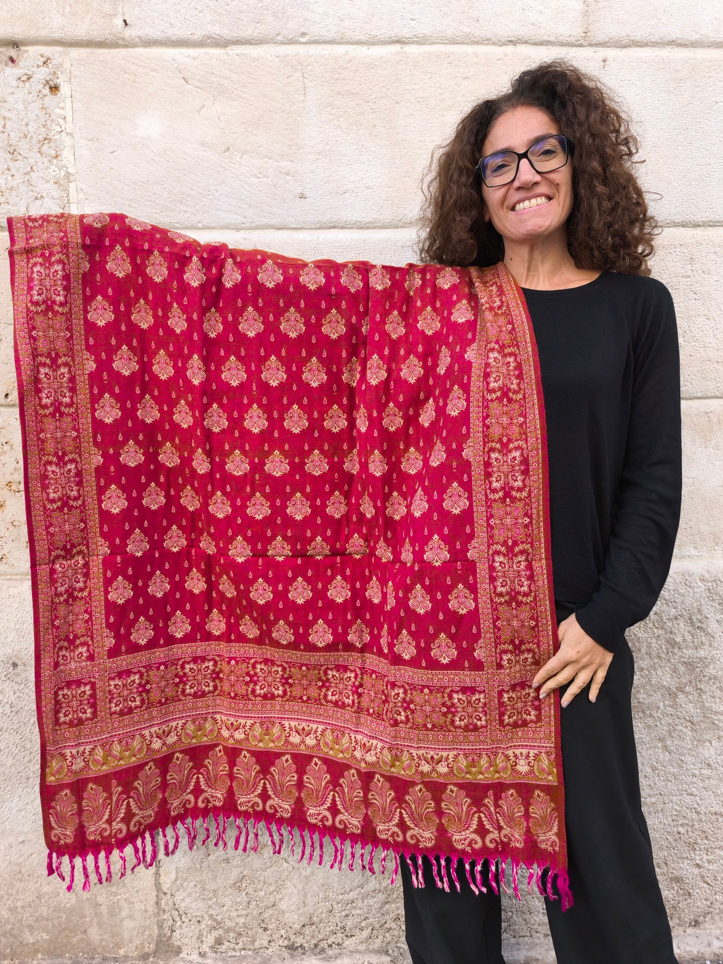 Warm Tibetan Yak Wool Shawl Scarf Stole Pashmina Blanket 144A