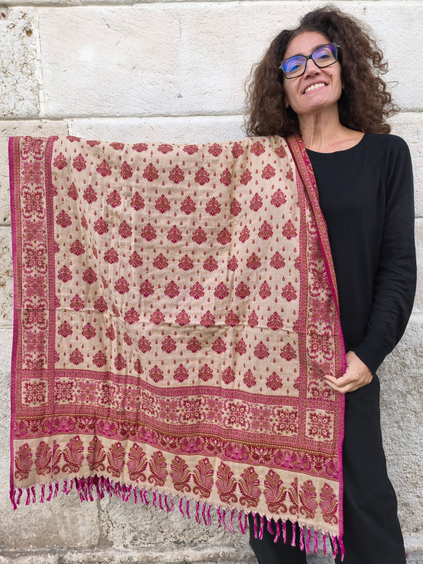 Warm Tibetan Yak Wool Shawl Scarf Stole Pashmina Blanket 144A