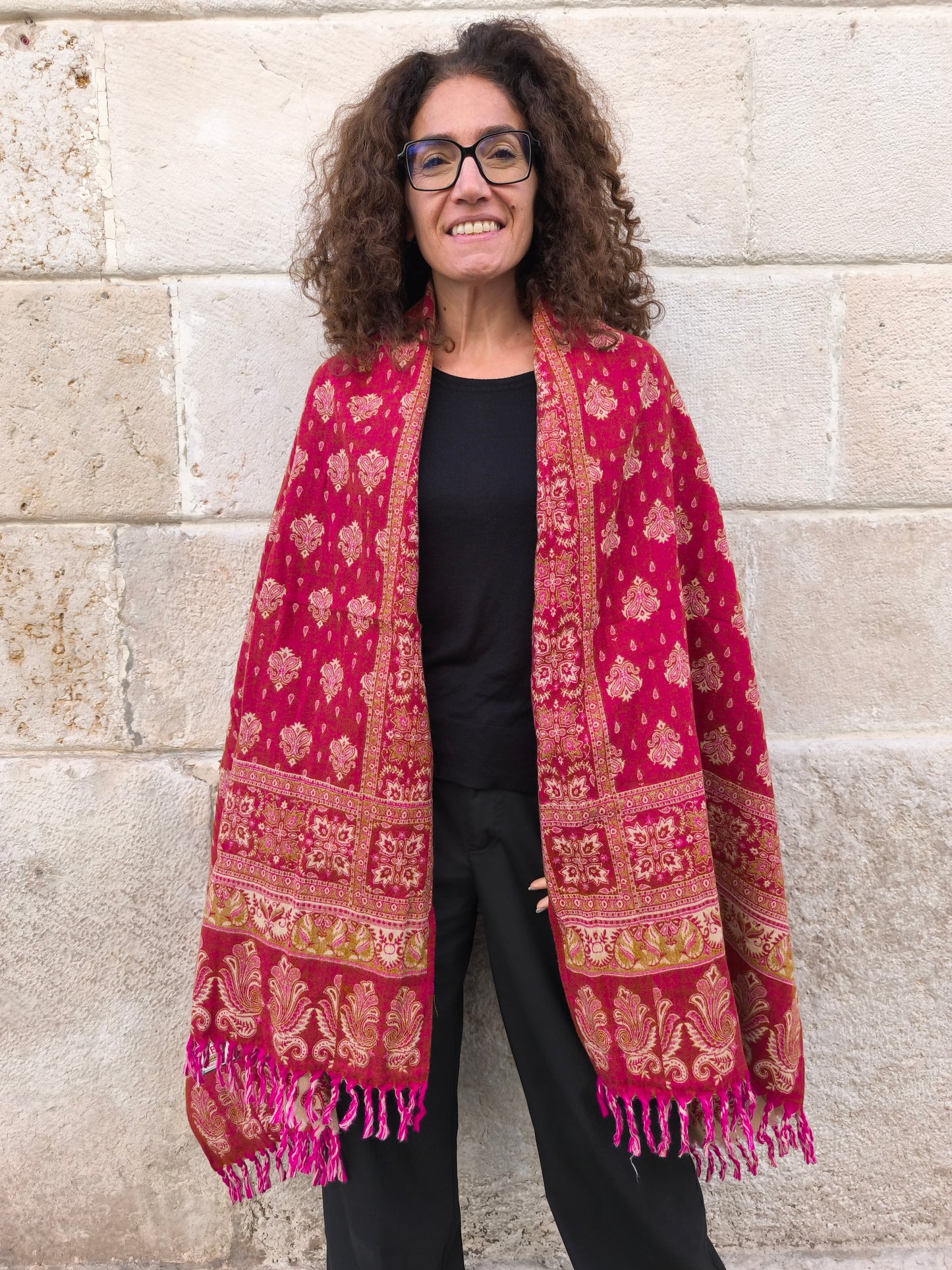 Warm Tibetan Yak Wool Shawl Scarf Stole Pashmina Blanket 144A