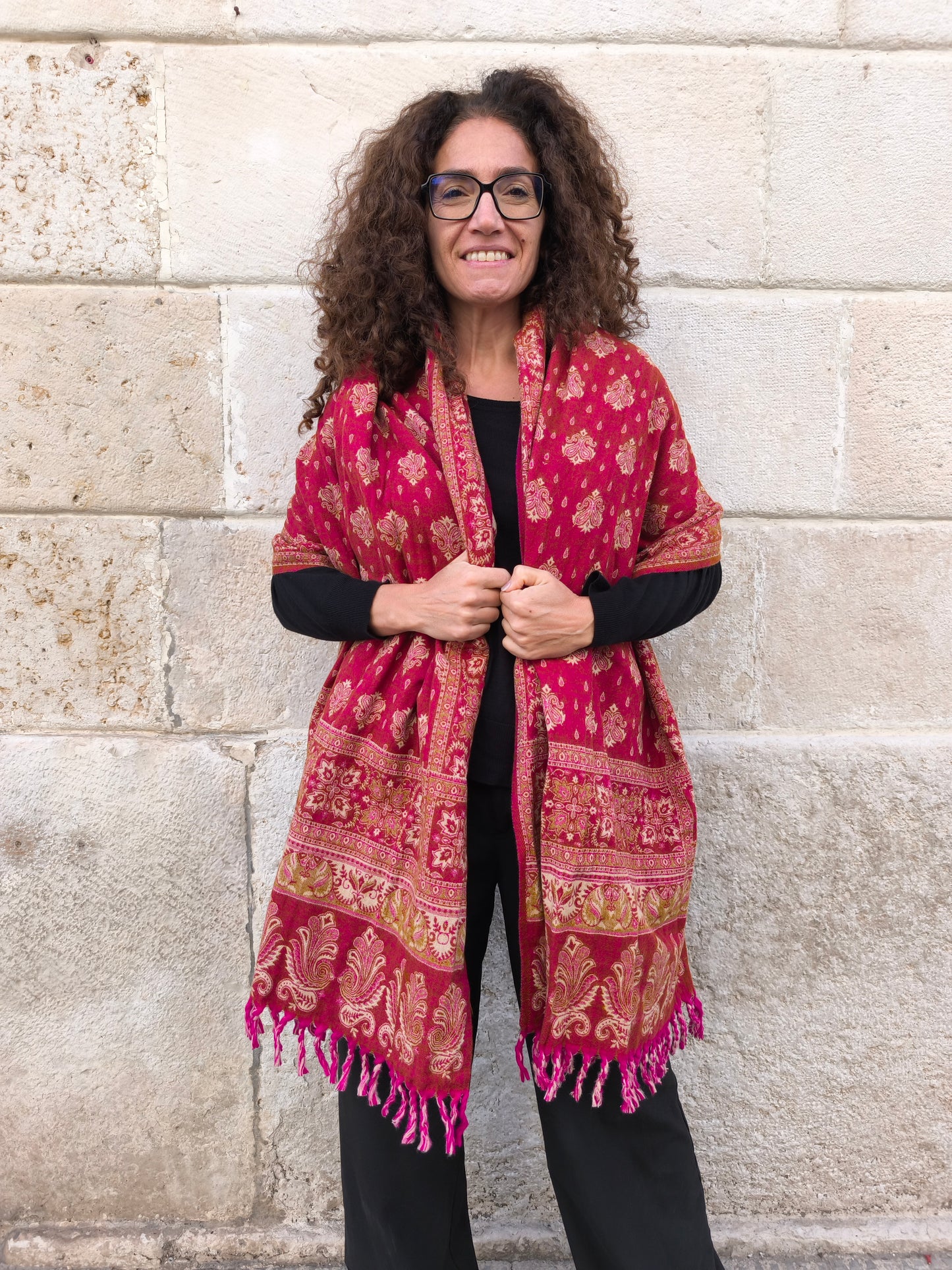 Warm Tibetan Yak Wool Shawl Scarf Stole Pashmina Blanket 144A