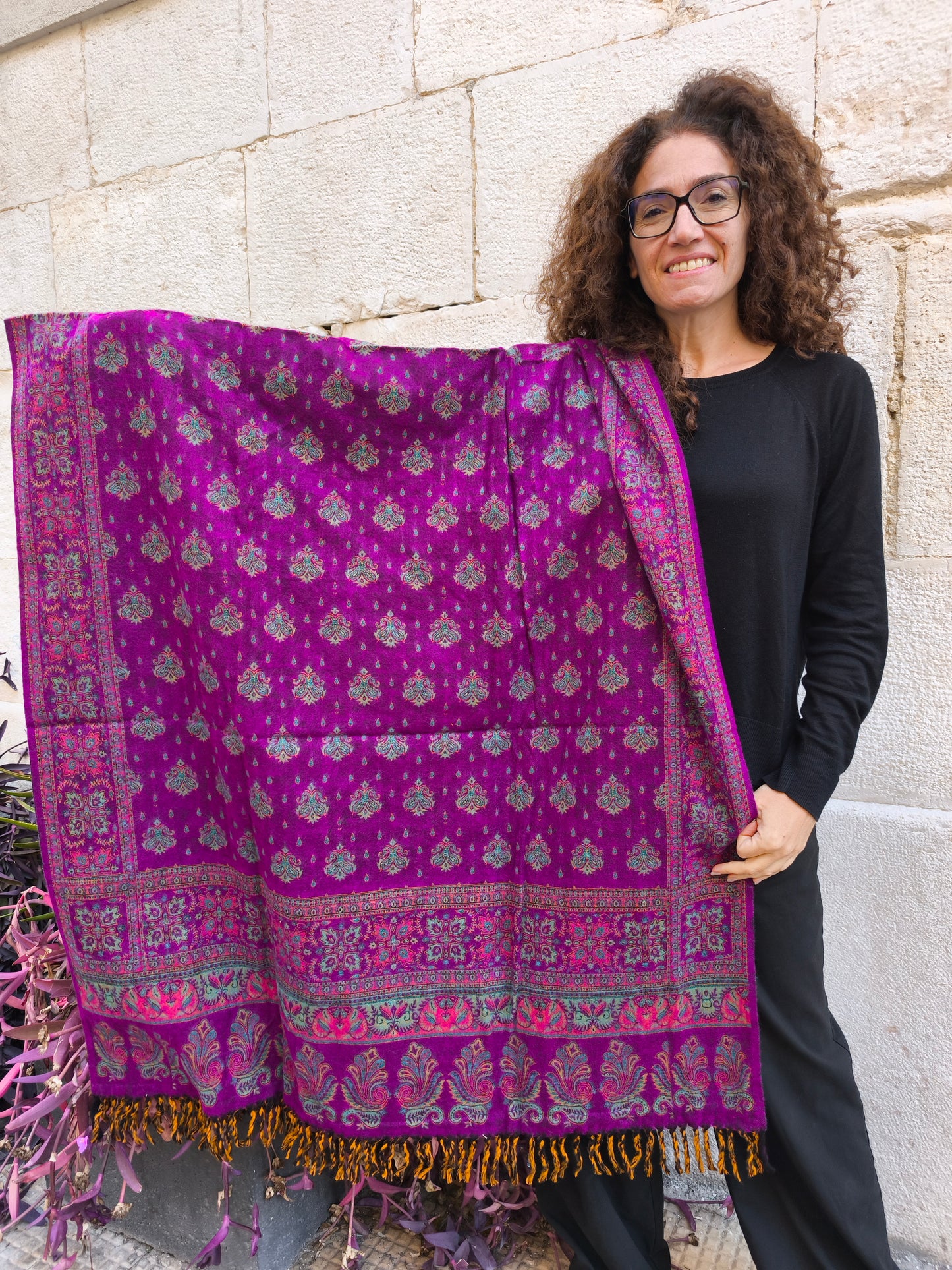 Warm Tibetan Yak Wool Shawl Scarf Stole Pashmina Blanket 147A