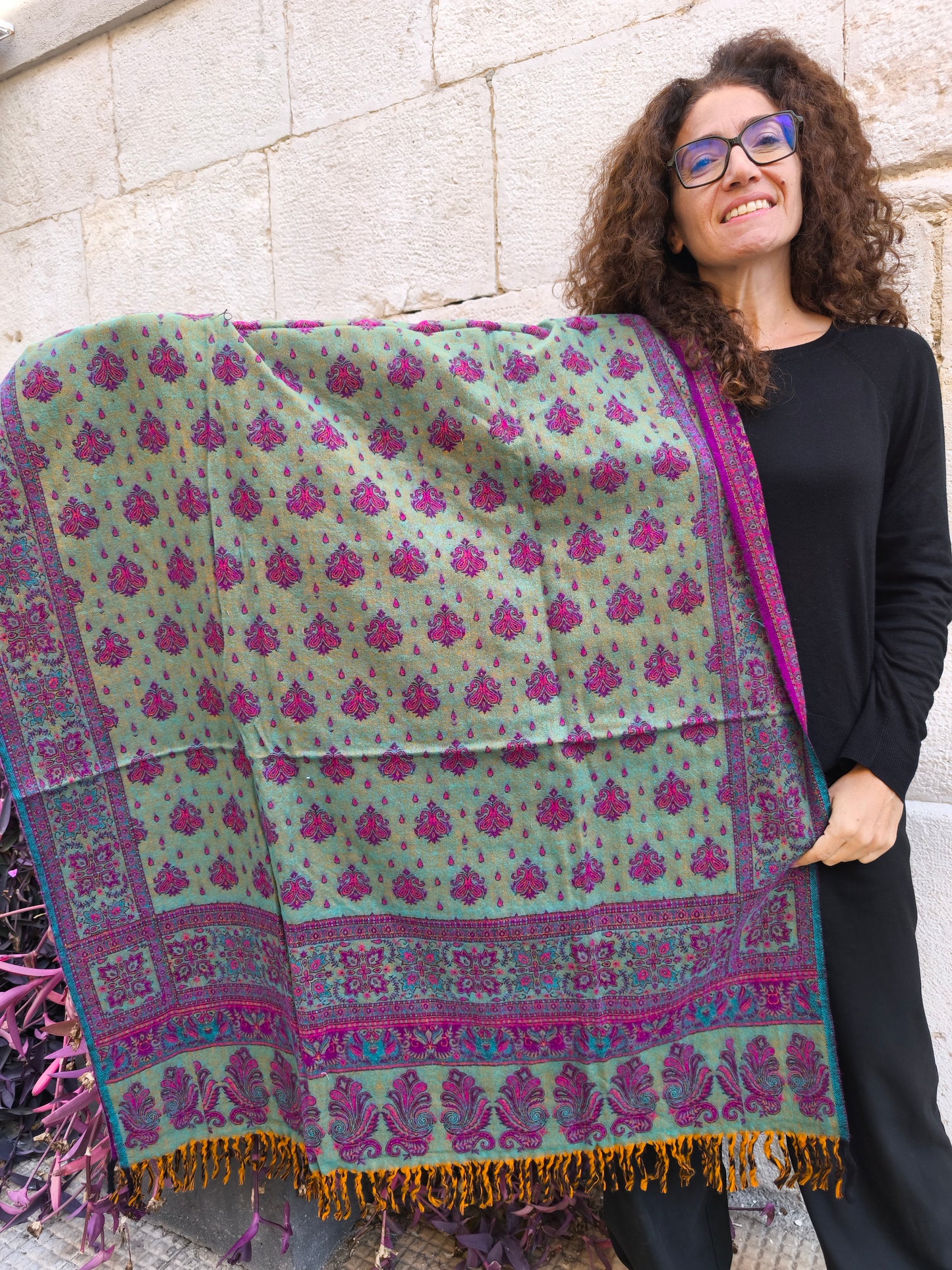 Warm Tibetan Yak Wool Shawl Scarf Stole Pashmina Blanket 147A