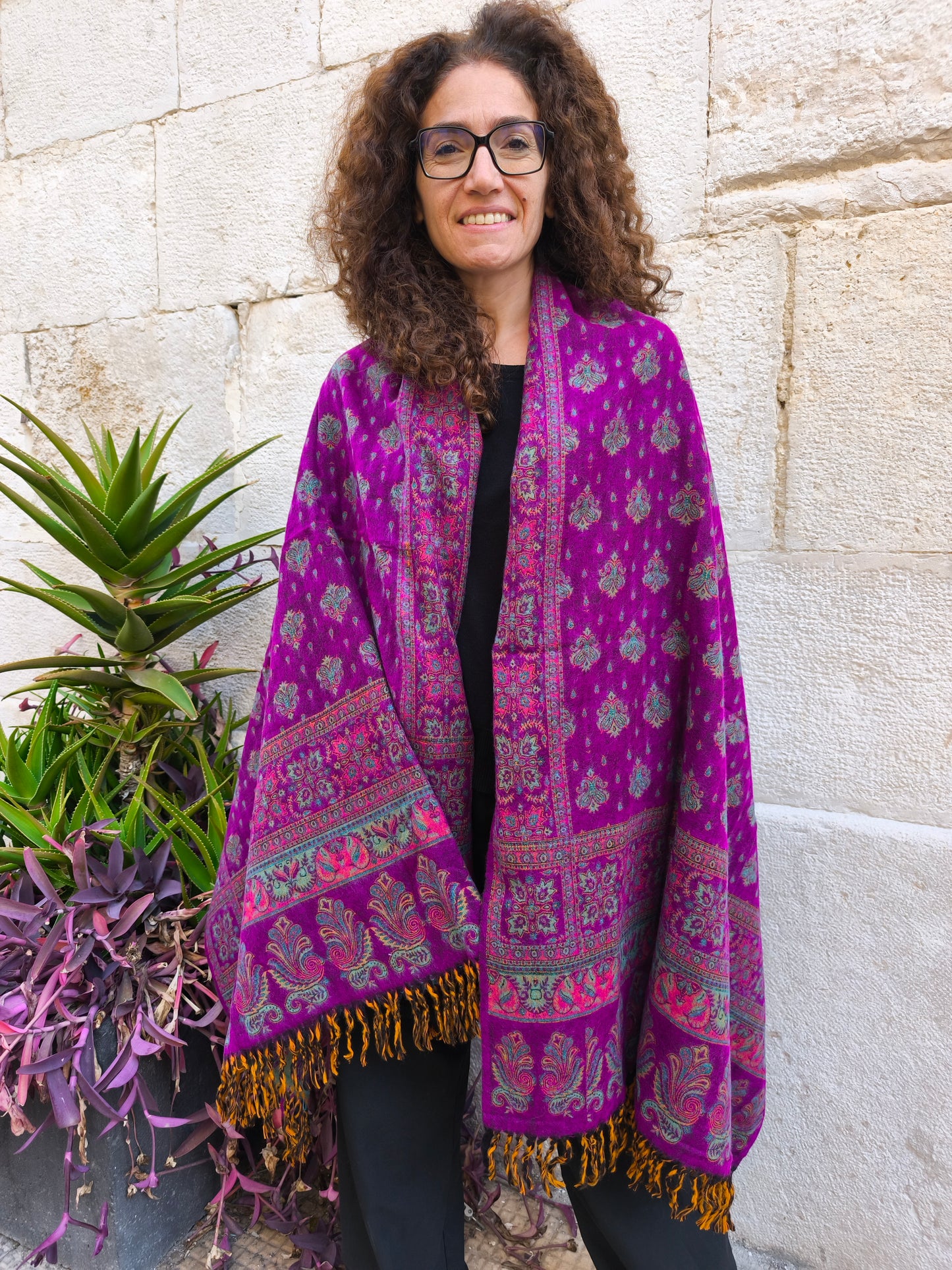 Warm Tibetan Yak Wool Shawl Scarf Stole Pashmina Blanket 147A