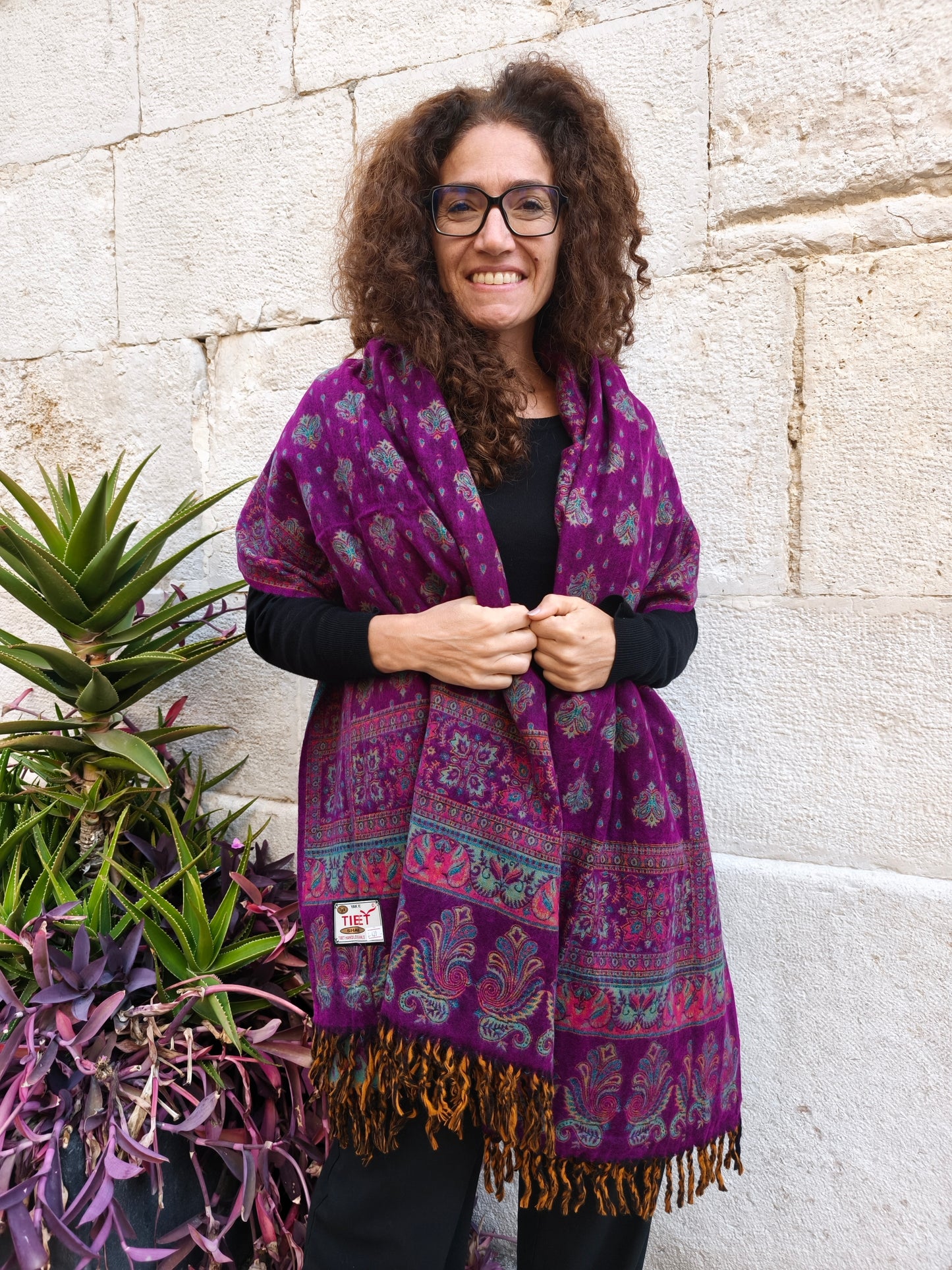 Warm Tibetan Yak Wool Shawl Scarf Stole Pashmina Blanket 147A