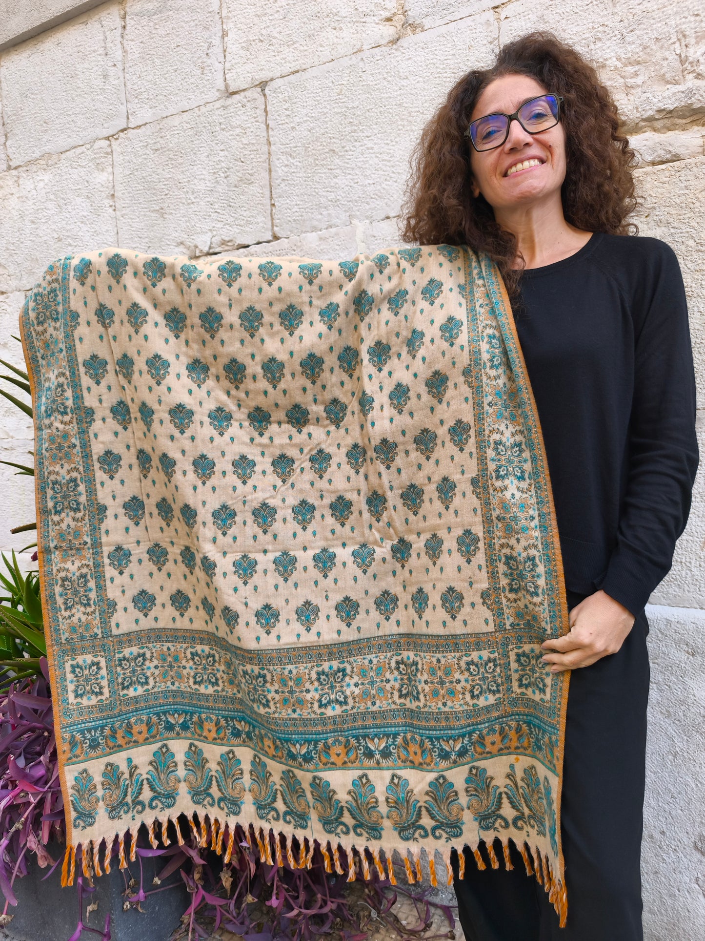 Warm Tibetan Yak Wool Shawl Scarf Stole Pashmina Blanket 148A