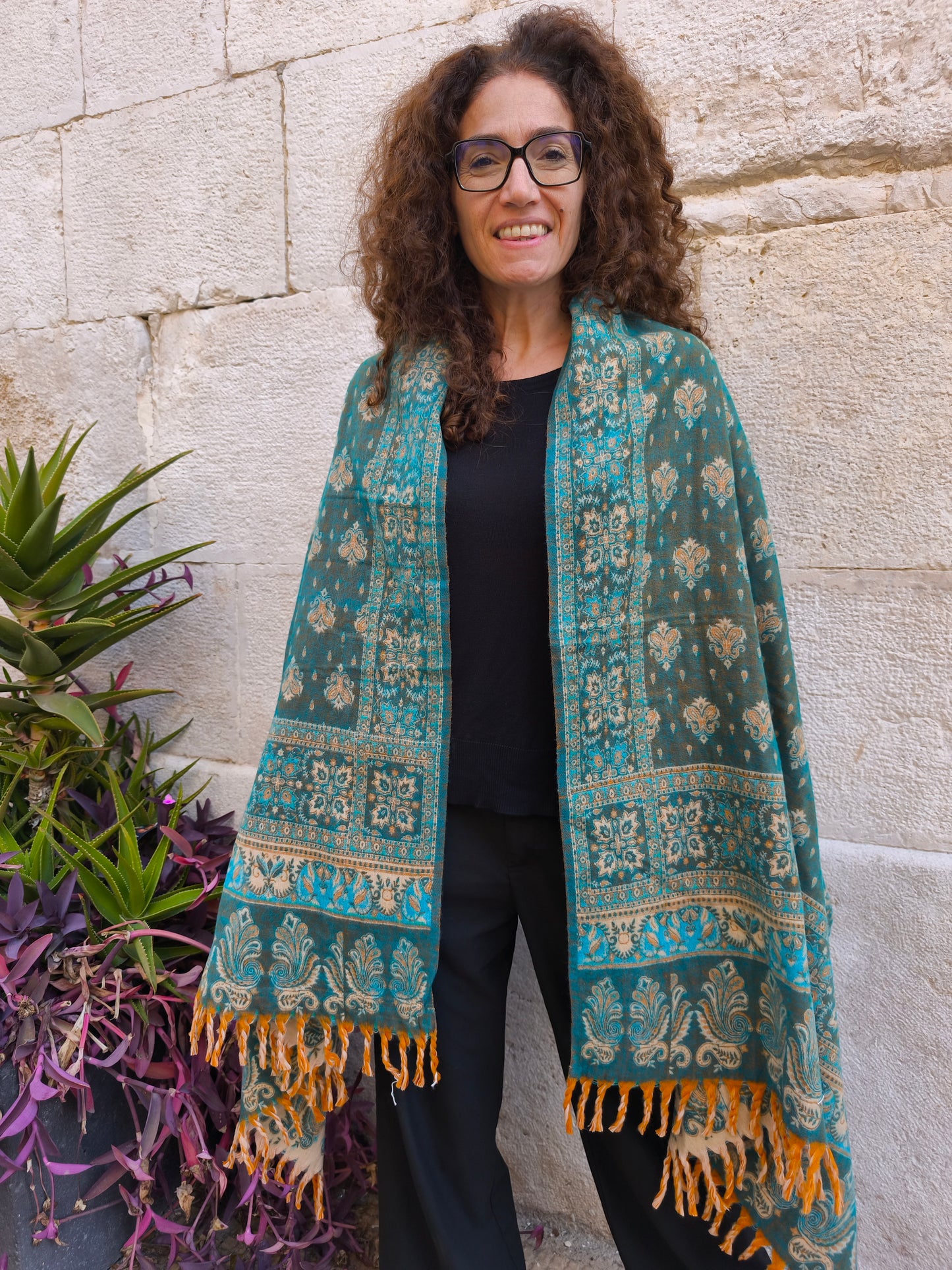 Warm Tibetan Yak Wool Shawl Scarf Stole Pashmina Blanket 148A