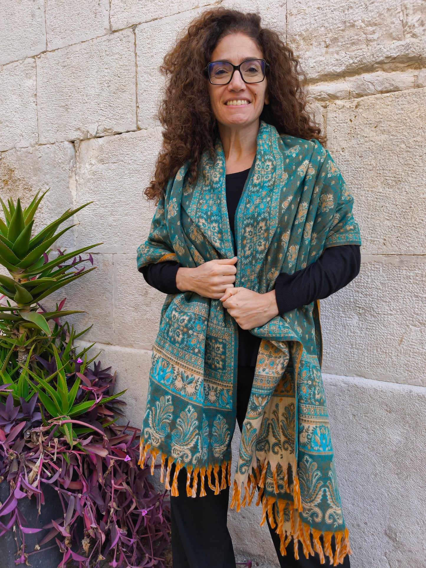 Warm Tibetan Yak Wool Shawl Scarf Stole Pashmina Blanket 148A