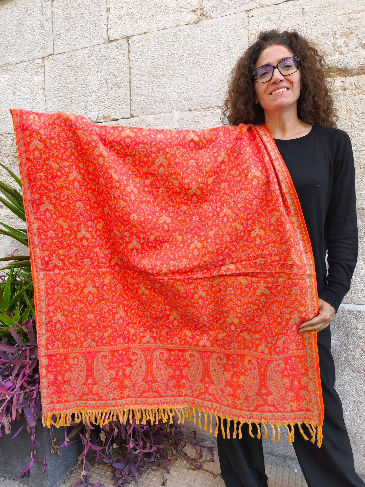 Warm Tibetan Yak Wool Shawl Scarf Stole Pashmina Blanket 149A