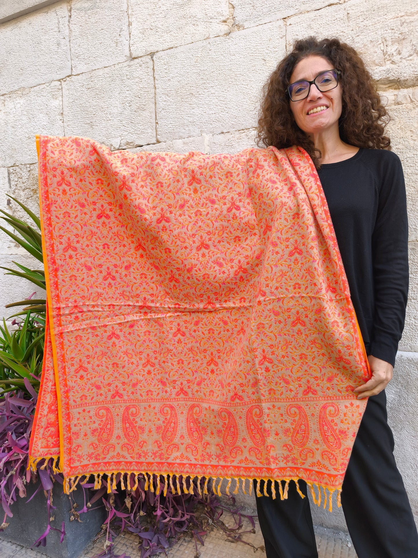 Warm Tibetan Yak Wool Shawl Scarf Stole Pashmina Blanket 149A