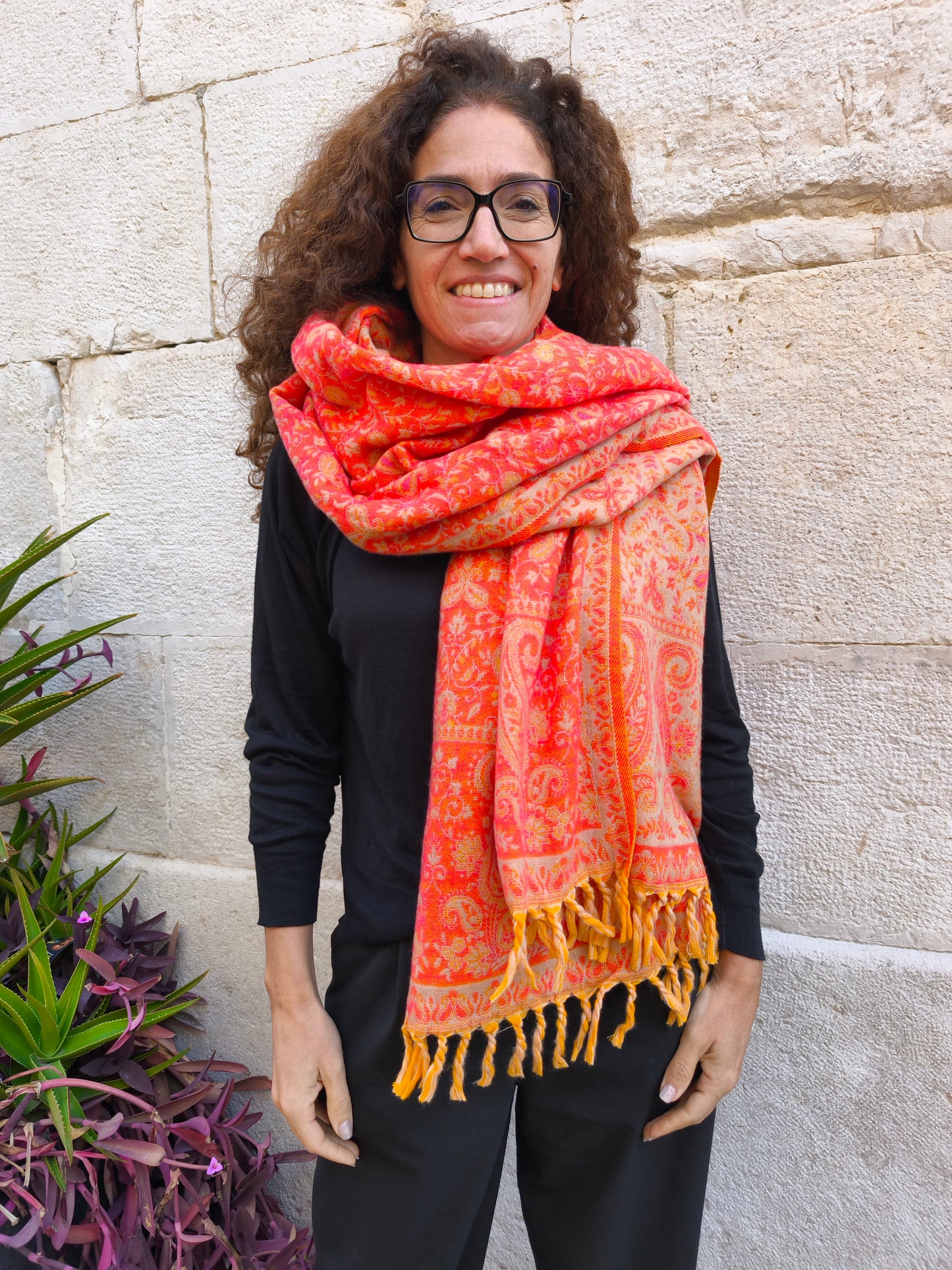 Warm Tibetan Yak Wool Shawl Scarf Stole Pashmina Blanket 149A