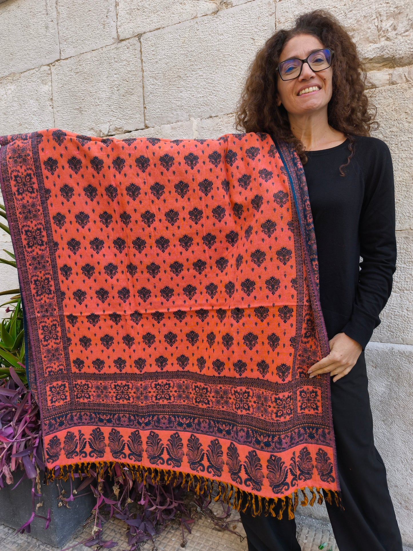 Warm Tibetan Yak Wool Shawl Scarf Stole Pashmina Blanket 150A