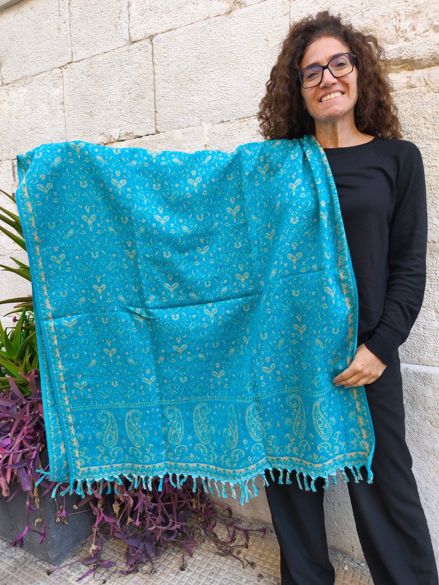 Warm Tibetan Yak Wool Shawl Scarf Stole Pashmina Blanket 152A