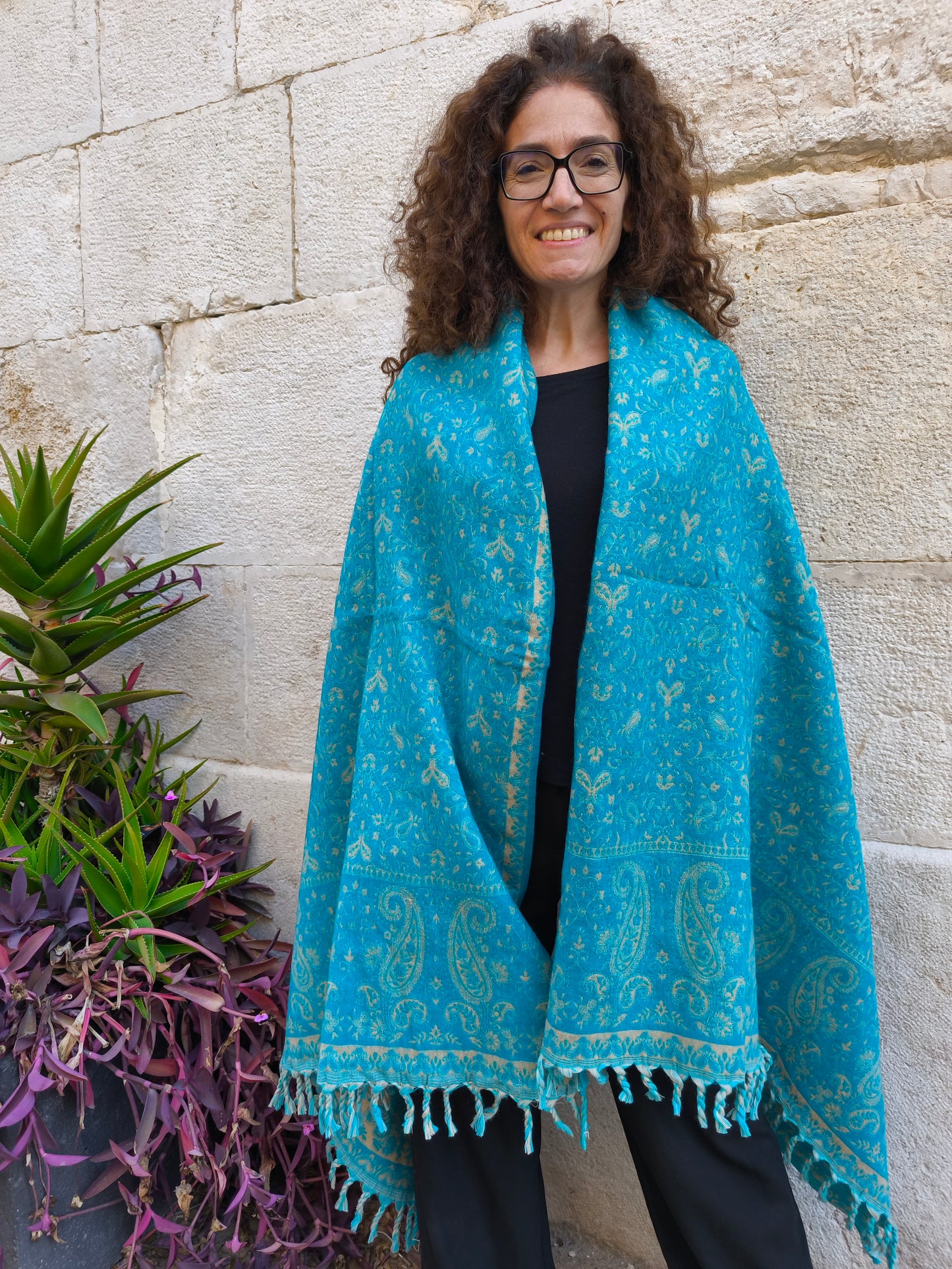 Warm Tibetan Yak Wool Shawl Scarf Stole Pashmina Blanket 152A