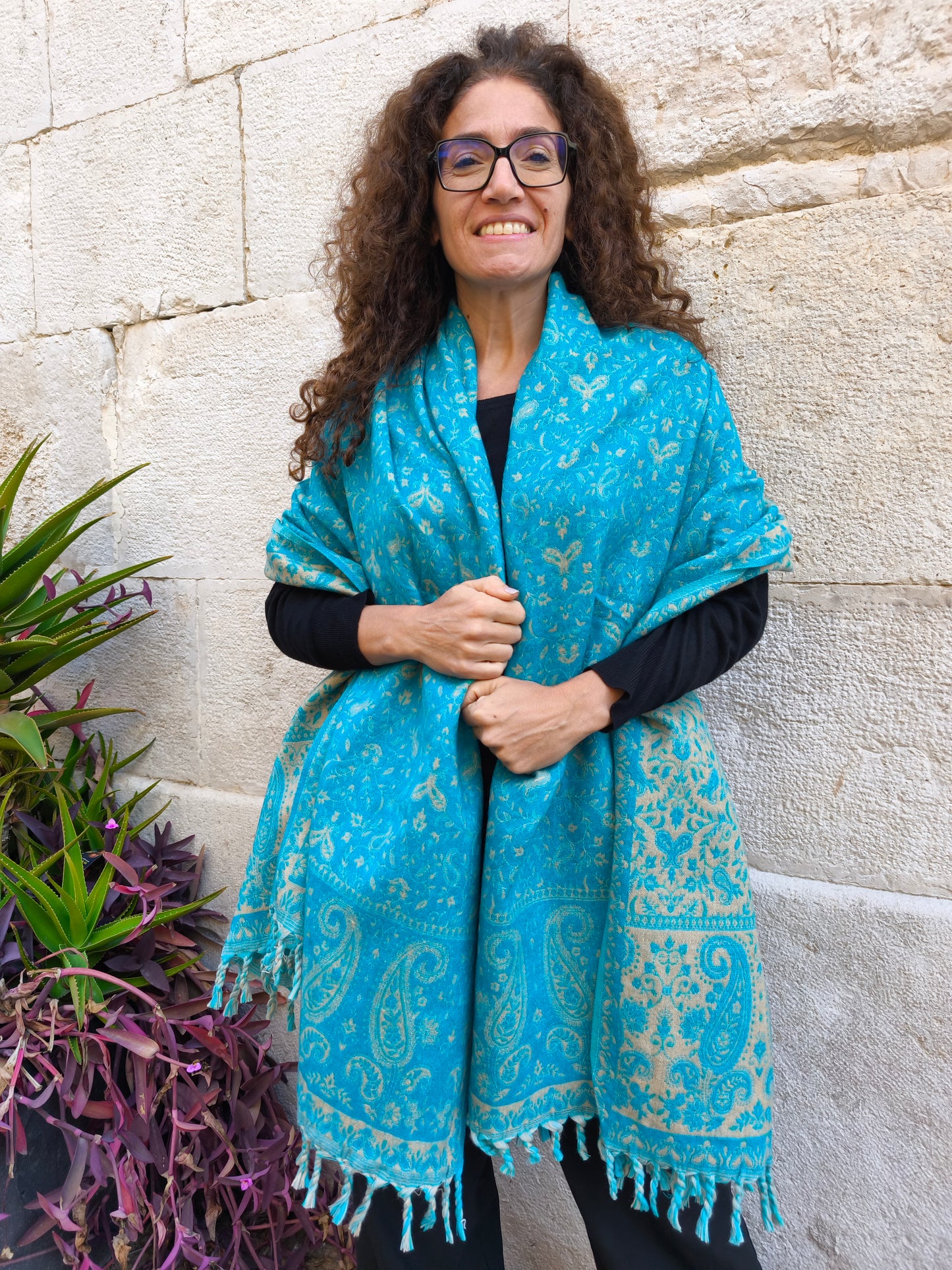 Warm Tibetan Yak Wool Shawl Scarf Stole Pashmina Blanket 152A