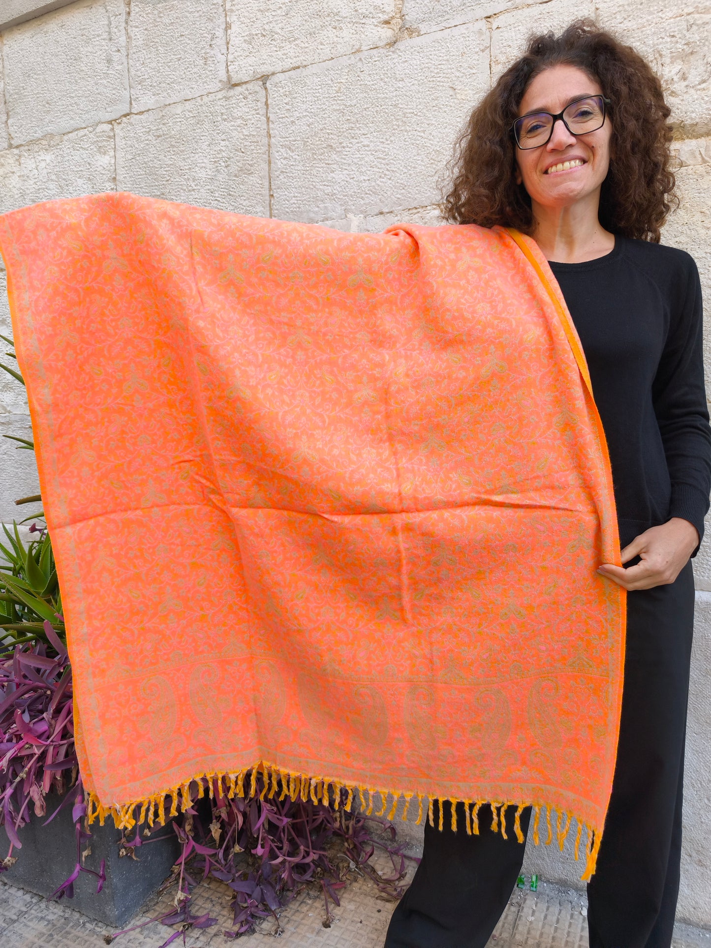 Warm Yak Wool Pashmina Shawl Scarf Stole Blanket Tibet 156A