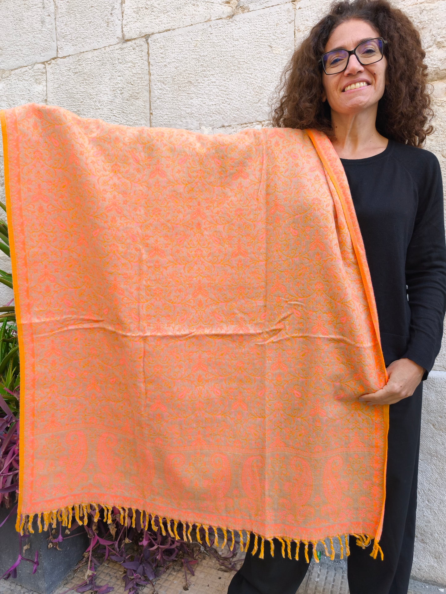 Warm Yak Wool Pashmina Shawl Scarf Stole Blanket Tibet 156A