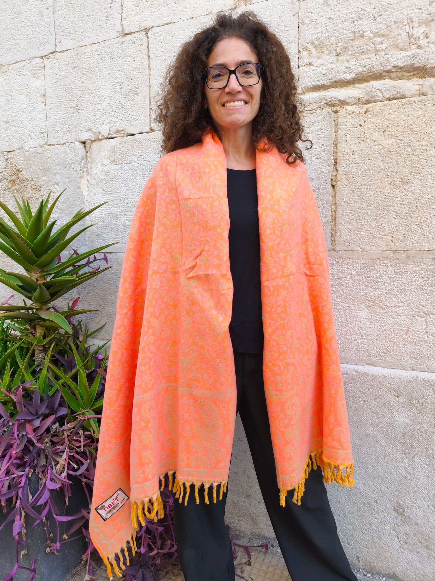 Warm Yak Wool Pashmina Shawl Scarf Stole Blanket Tibet 156A