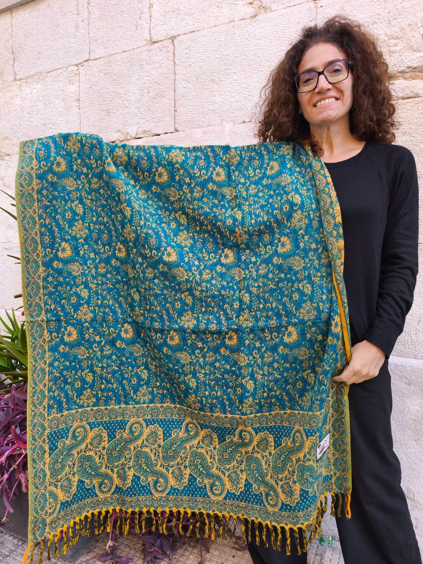 Warm Tibetan Yak Wool Shawl Scarf Stole Pashmina Blanket 157A