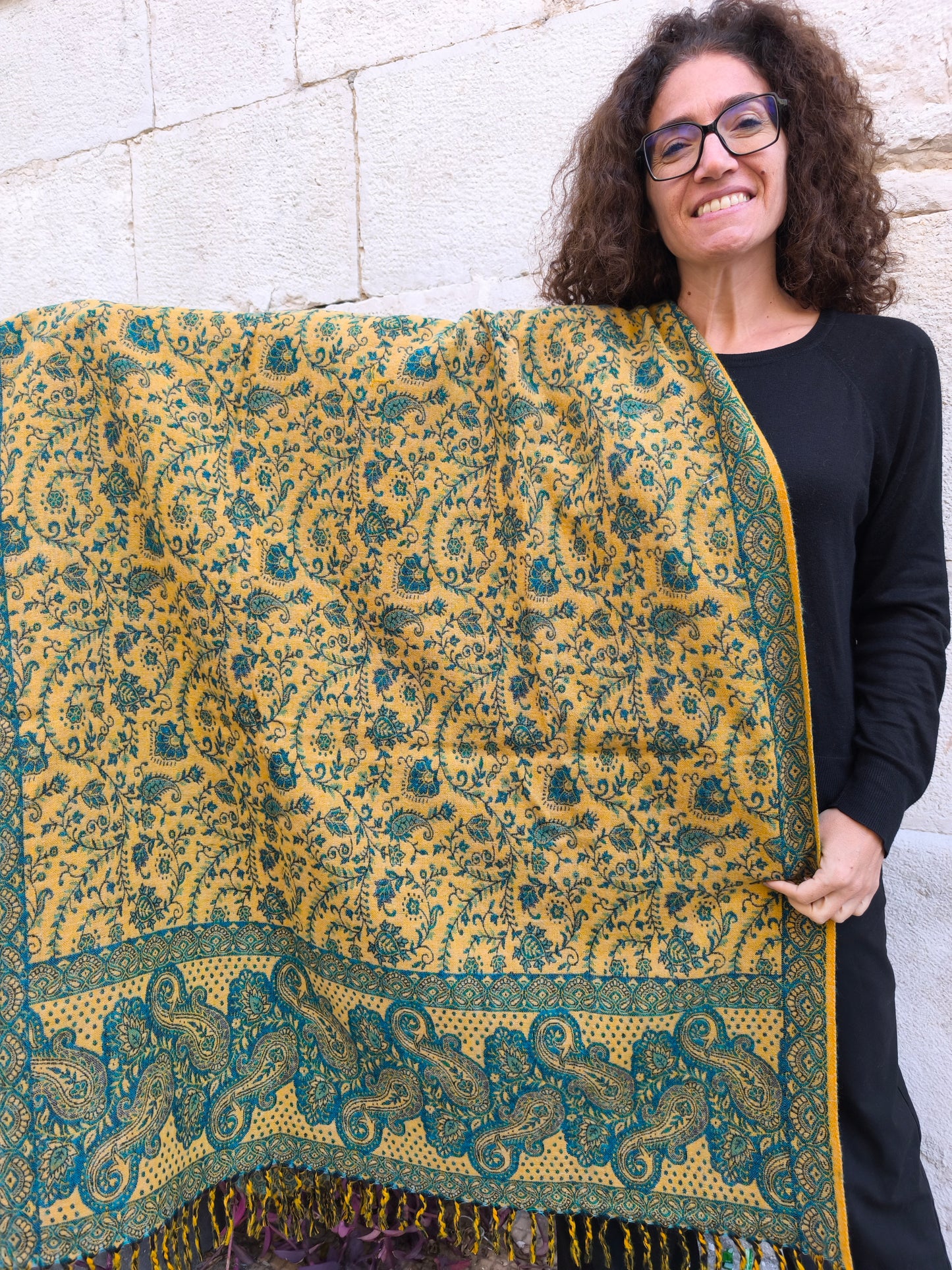 Warm Tibetan Yak Wool Shawl Scarf Stole Pashmina Blanket 157A