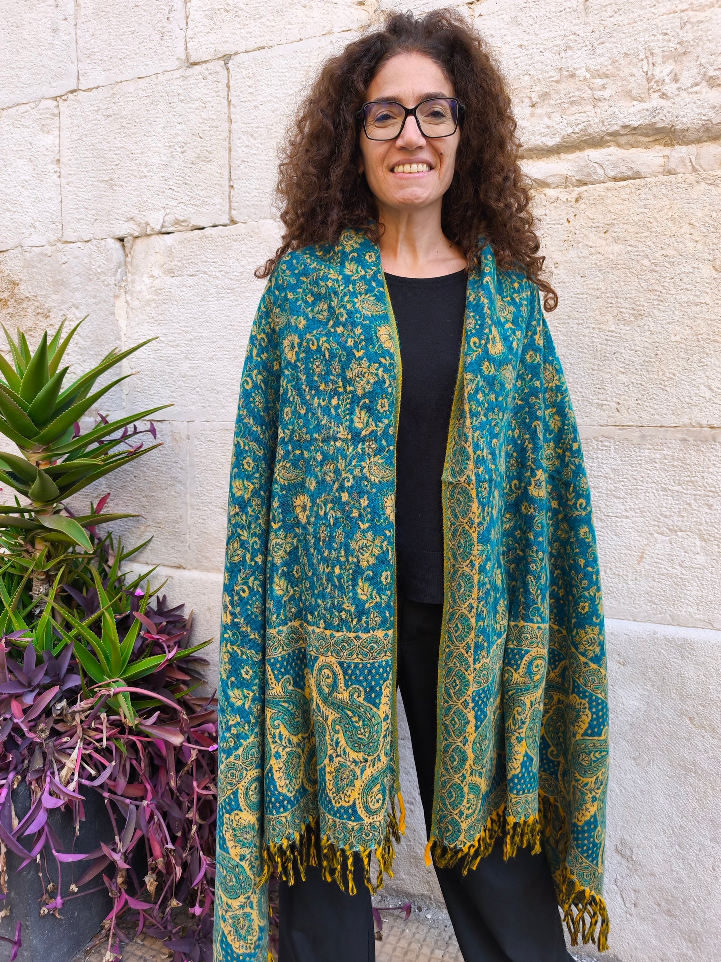 Warm Tibetan Yak Wool Shawl Scarf Stole Pashmina Blanket 157A