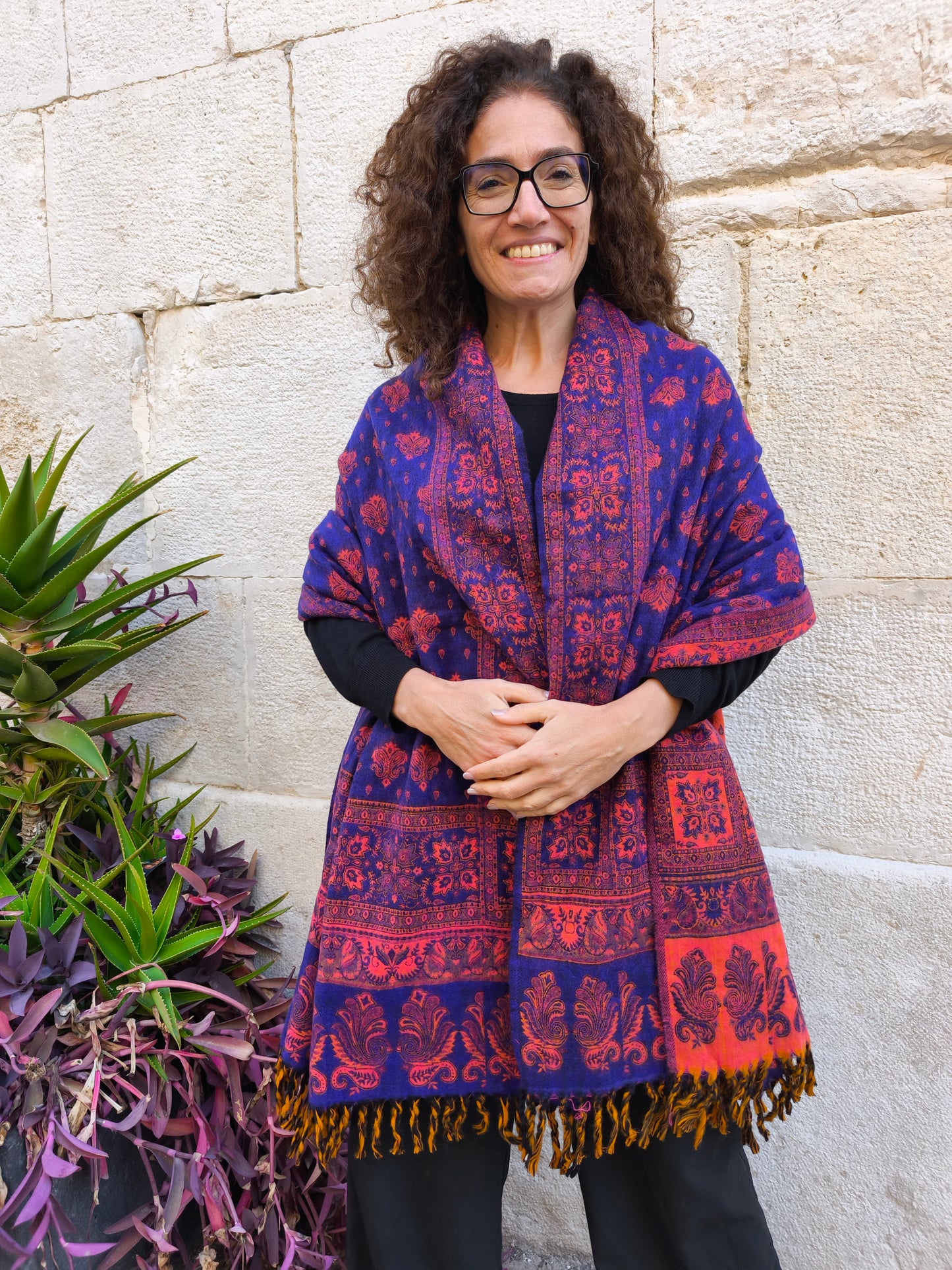 Warm Tibetan Yak Wool Shawl Scarf Stole Pashmina Blanket 160A