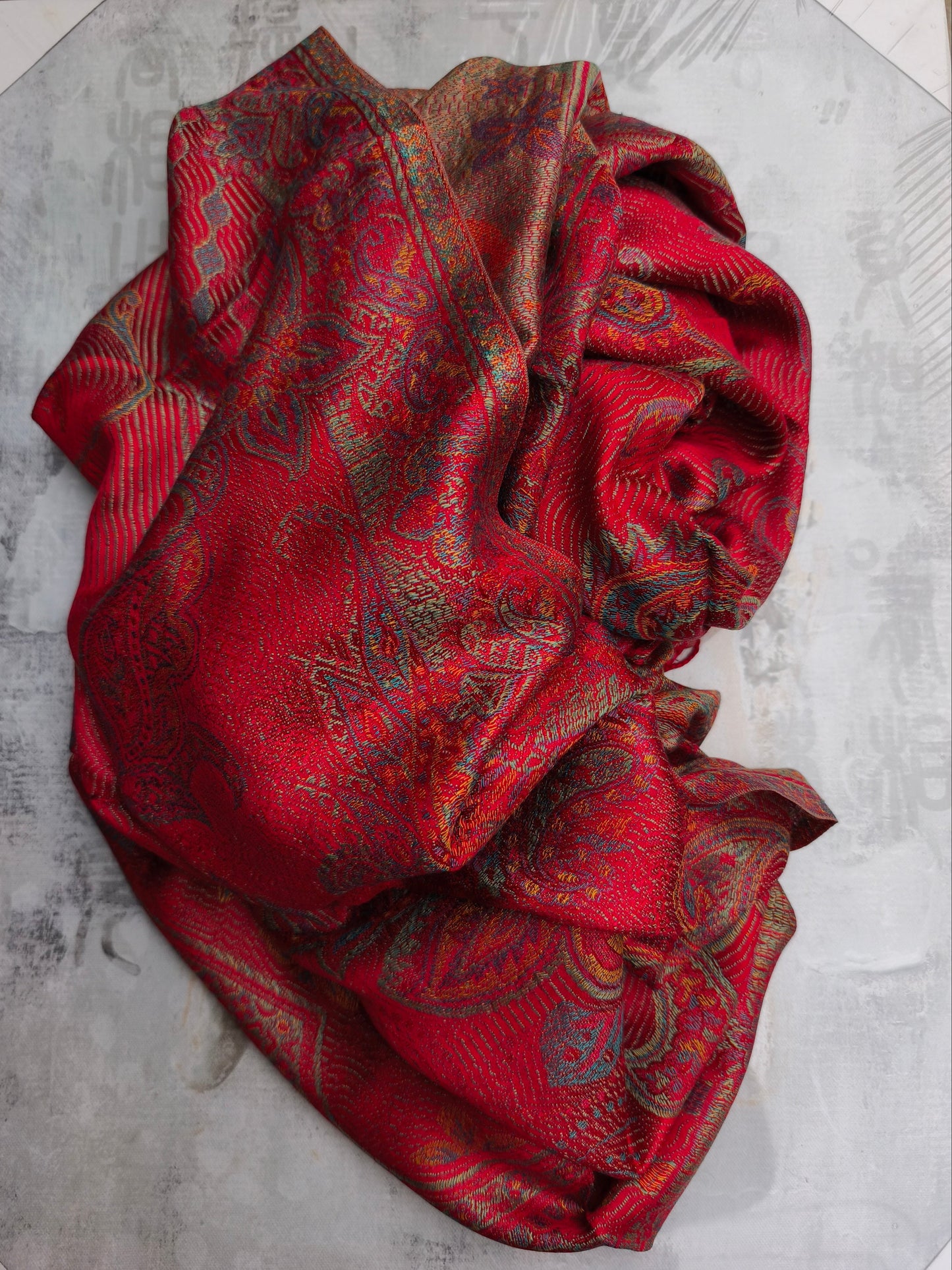 Pashmina Foulard Scarf 100% Indian Silk cm 195X75 33S